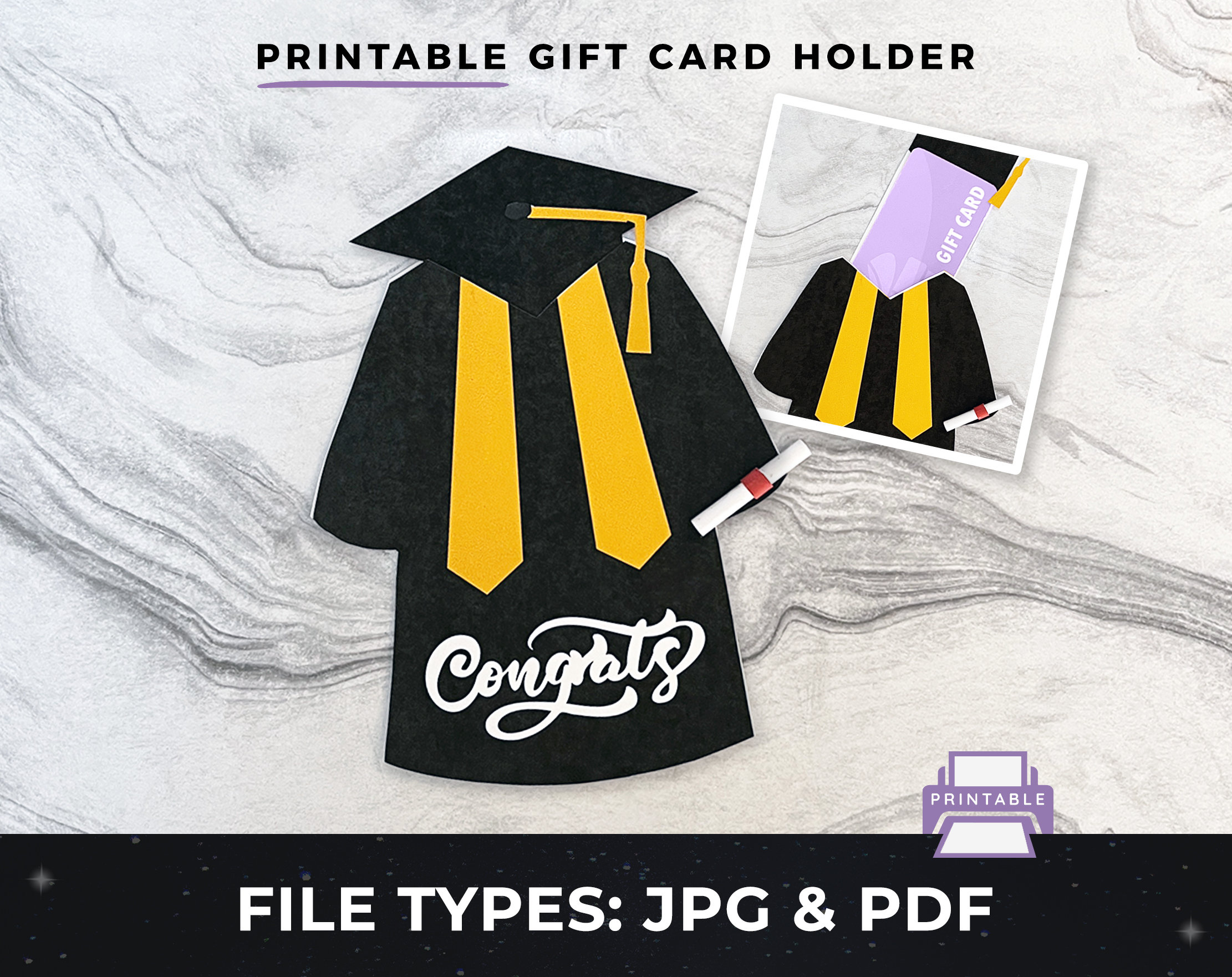 Printable Graduation Gown Gift Card Holder, Diy Print Graduation within Free Printable Cap And Gown