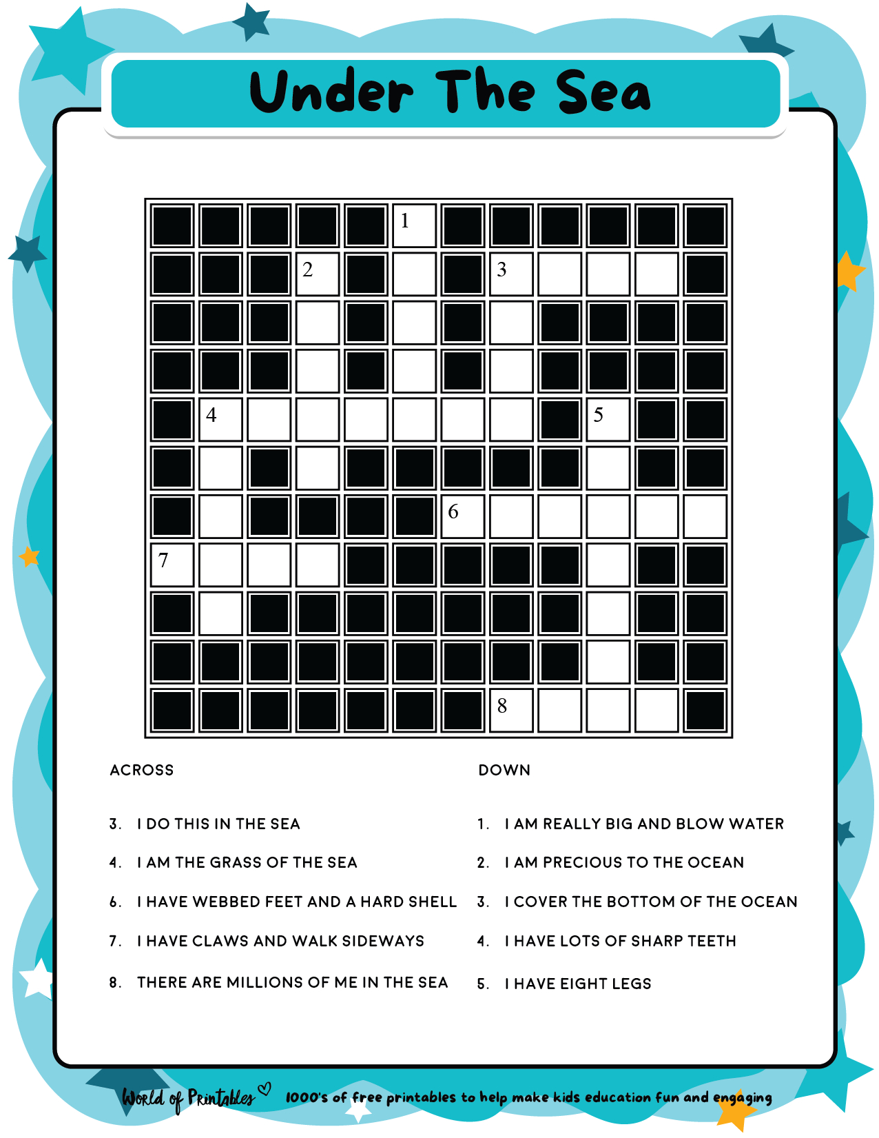 Printable Kids Crossword Puzzles - World Of Printables regarding Free Printable Crosswords For Beginners