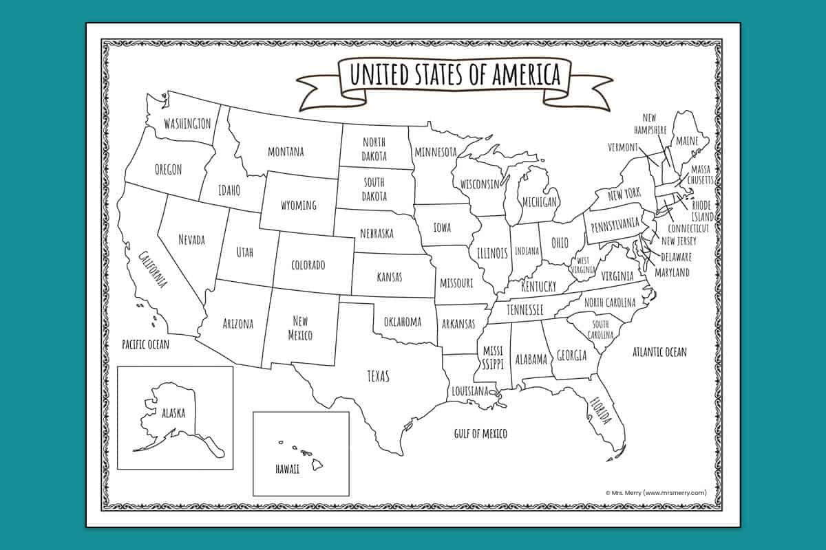 Printable Map Of The United States | Mrs. Merry pertaining to Free Printable Usa Maps