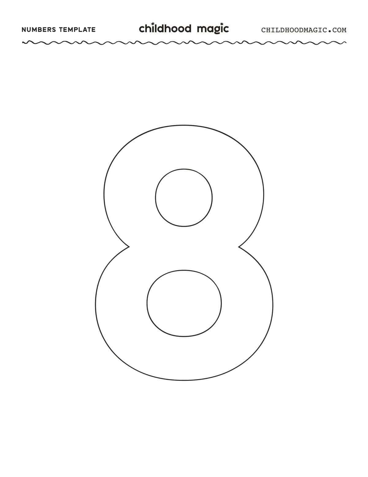 Printable Numbers 0-9: Free Number Outlines For Kids - Childhood Magic inside Number 8 Stencil Printable