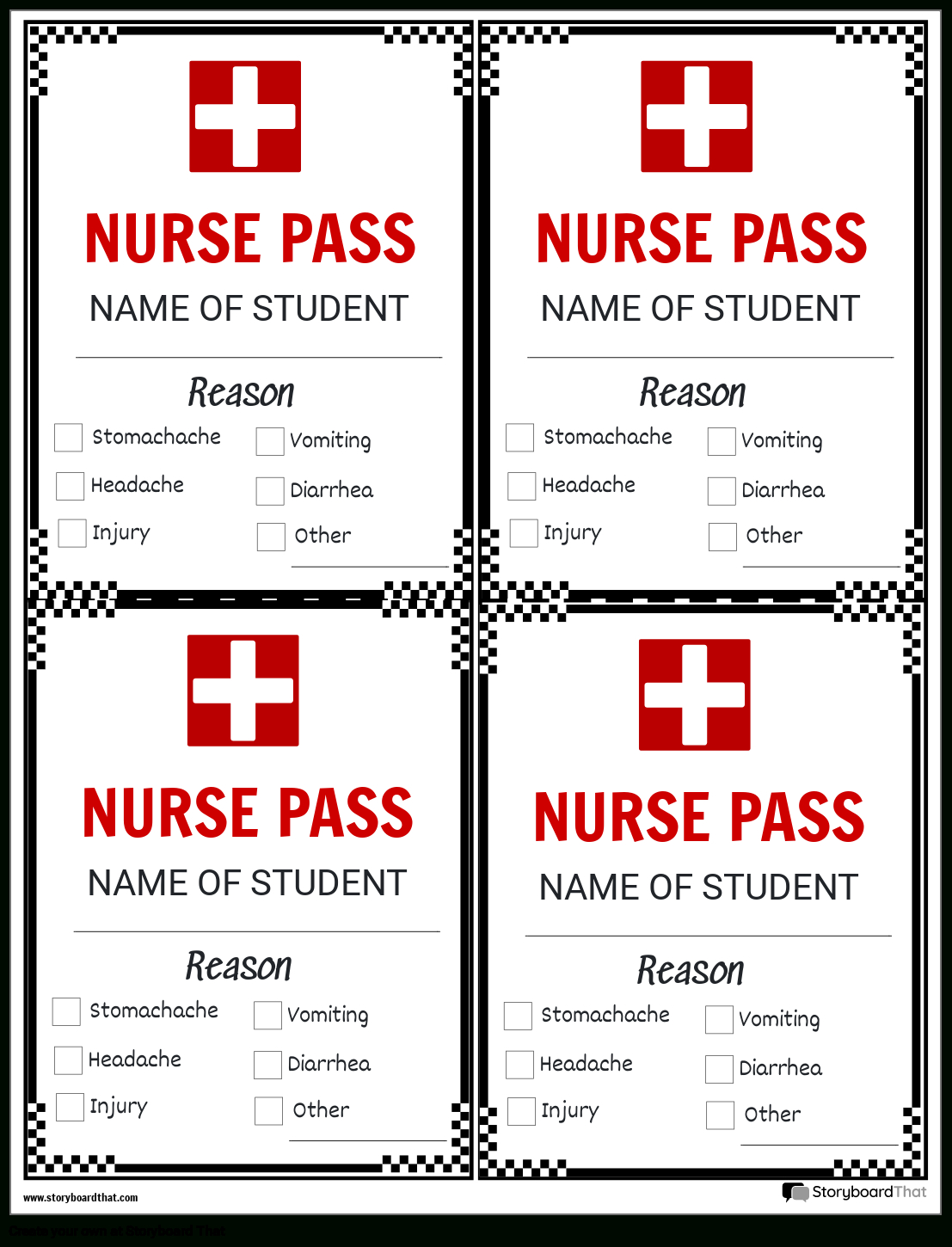 Printable Nurse Pass Storyboardtemplates within Nurse Passes Printable Free