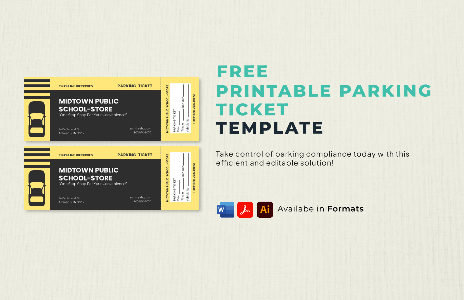 Printable Parking Ticket Template In Illustrator, Psd, Pages, Word in Parking Pass Template Free