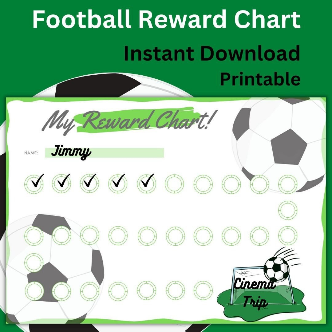 Printable Reward Chart For Kids Behaviour Chart Football Reward Printable inside Football Reward Chart Free Printable