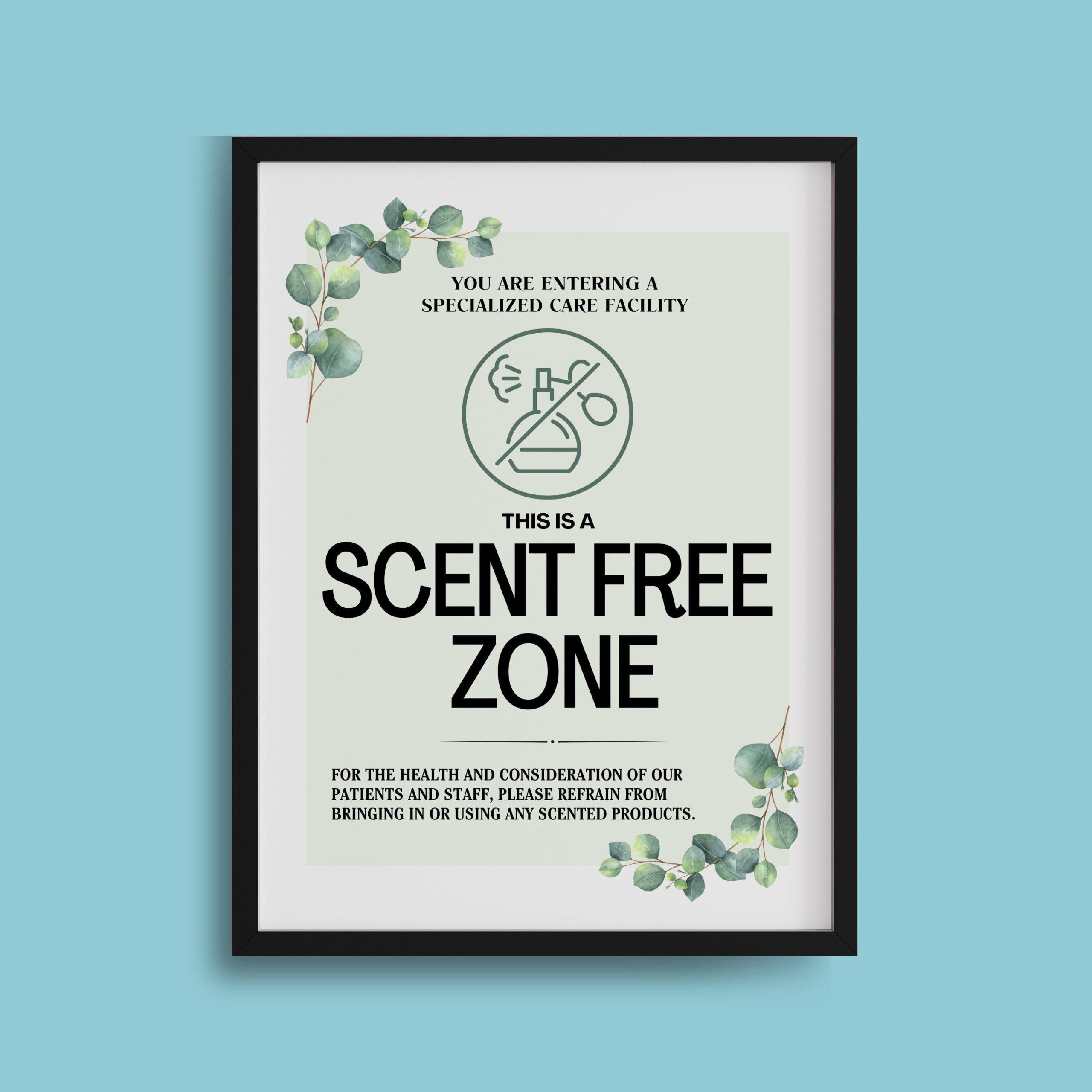 Printable Scent Free Zone Sign, Fragrance Free Health Care for Printable Scent Free Signs