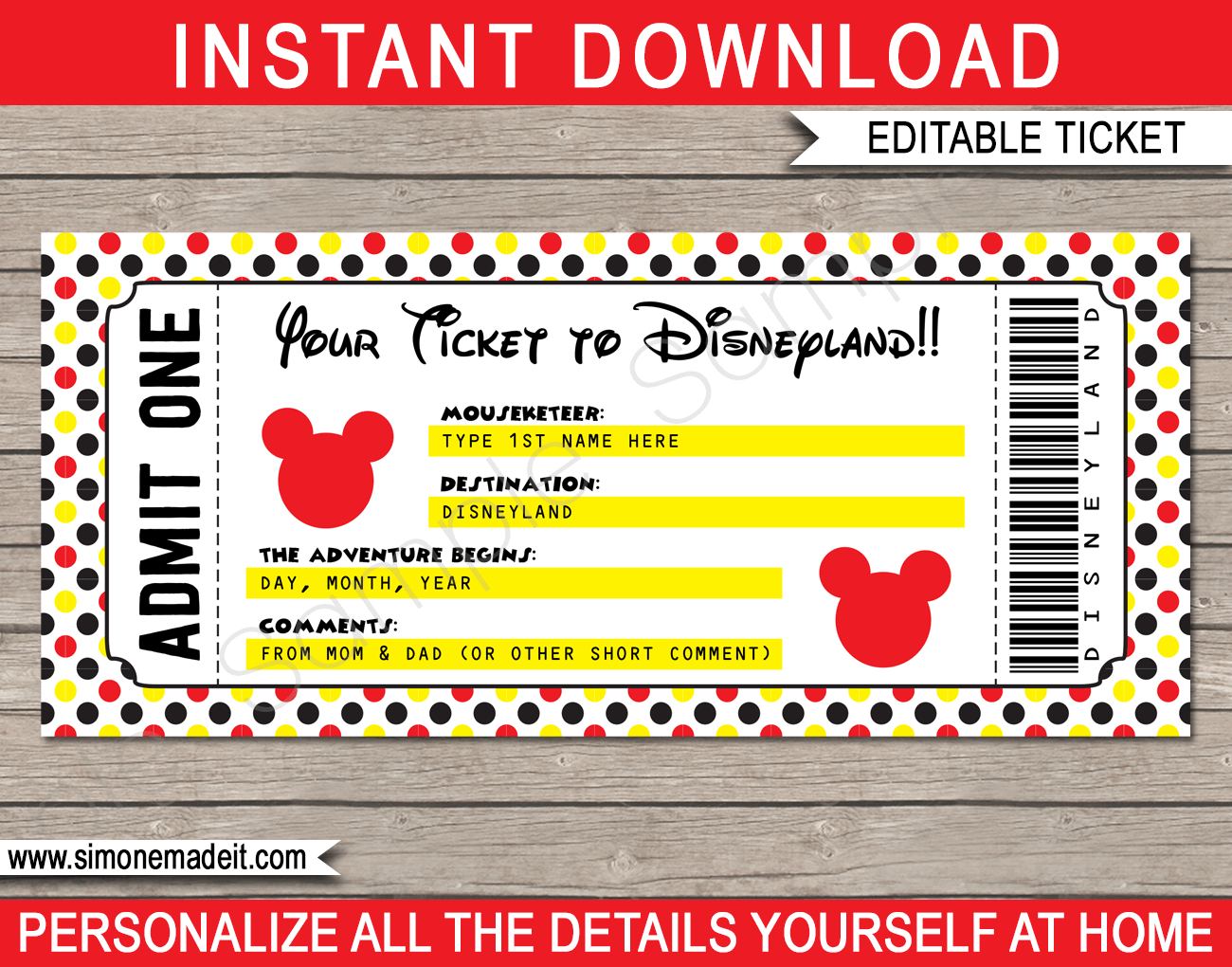 Printable Ticket To Disneyland Template | Surprise Trip To with regard to Disney Ticket Free Printable
