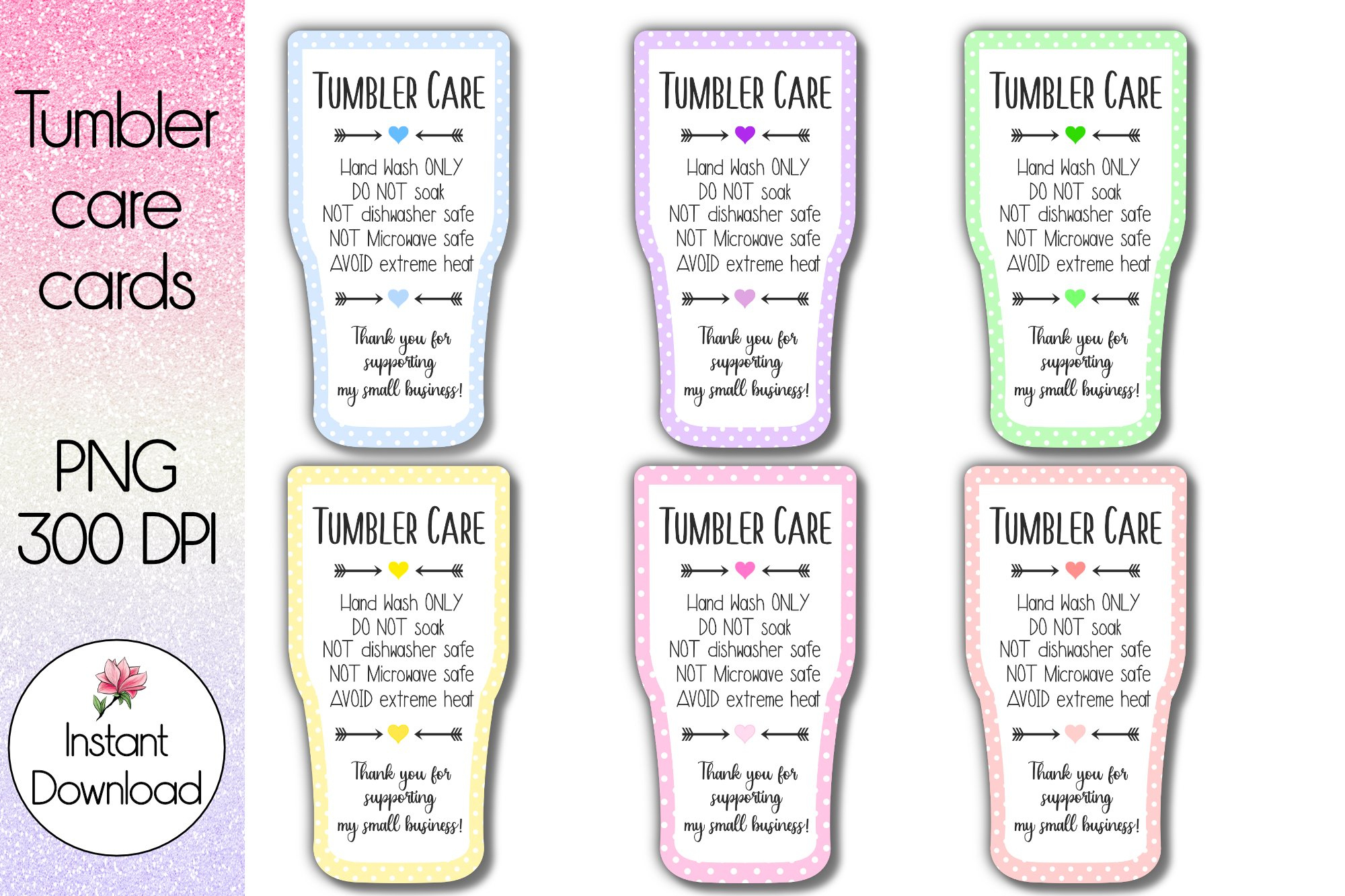 Printable Tumbler Care Card, Tumbler Wash (1173655) within Free Printable Tumbler Care Cards