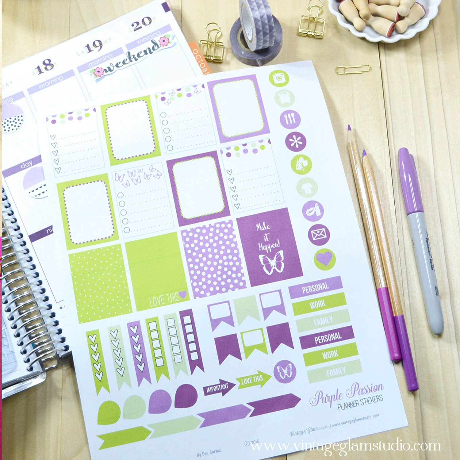 Purple Passion Planner Stickers - Free Printable - within Passion Planner Free Printables