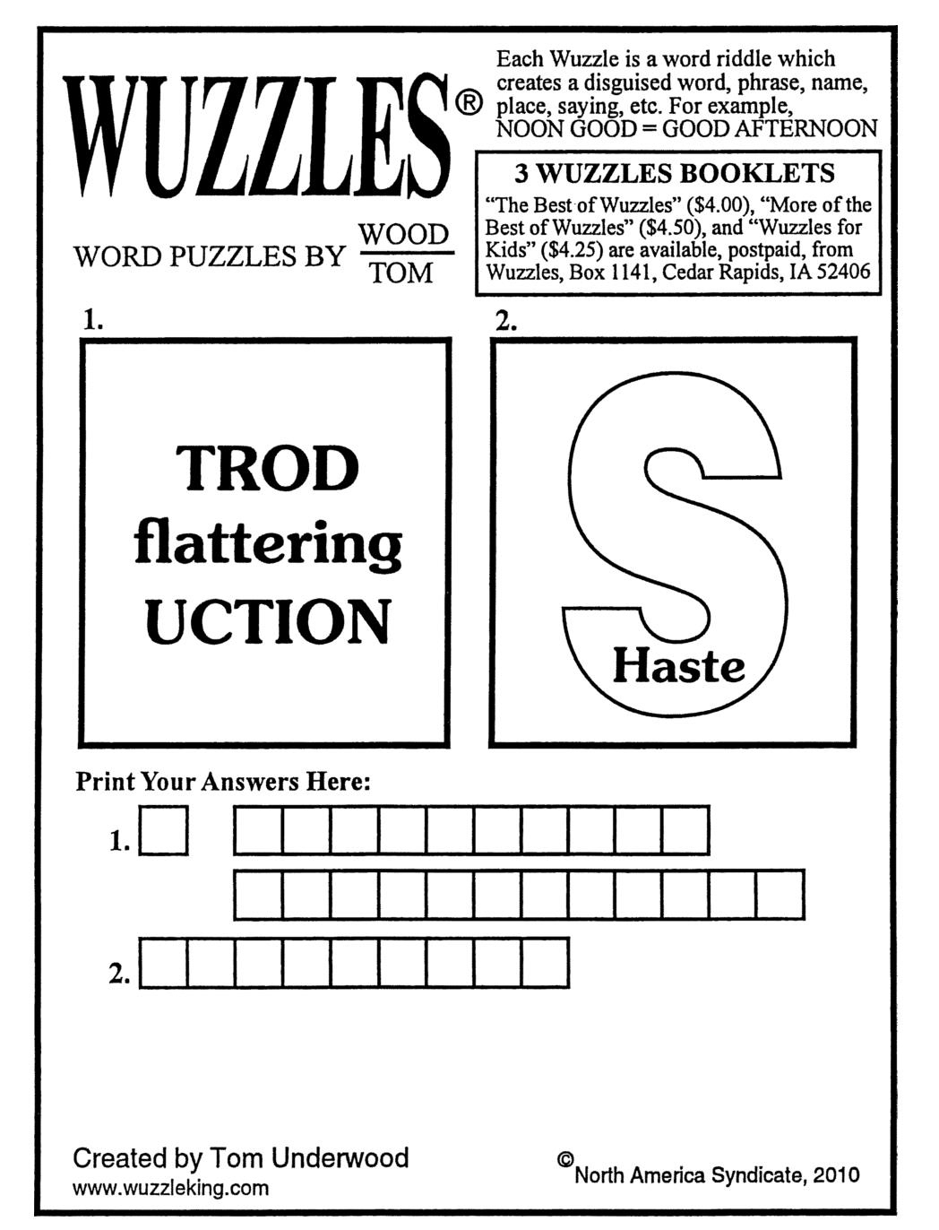 Puzzles with Free Printable Wuzzles