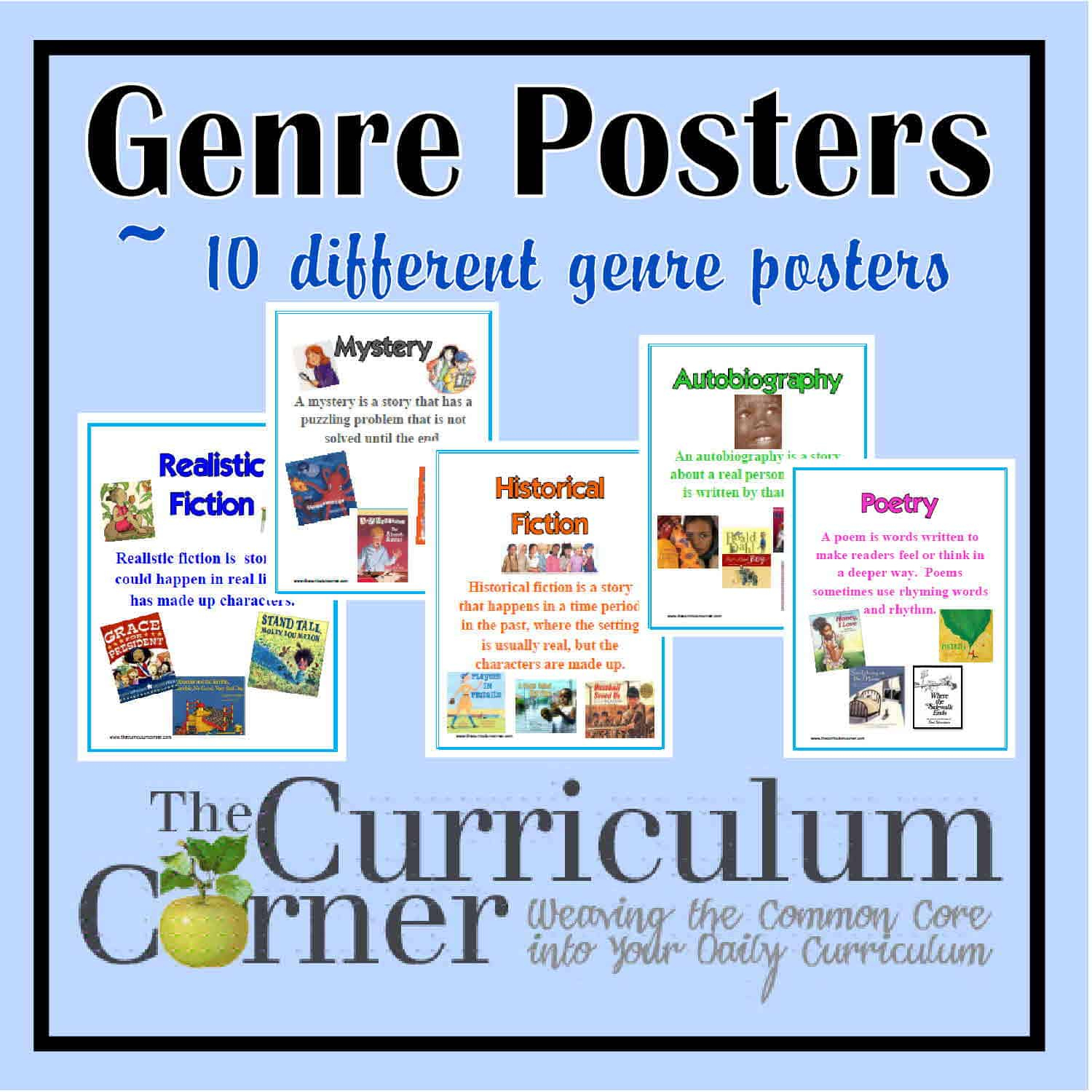 Reading Genre Posters - Free Printables From The Curriculum Corner within Free Printable Genre Posters