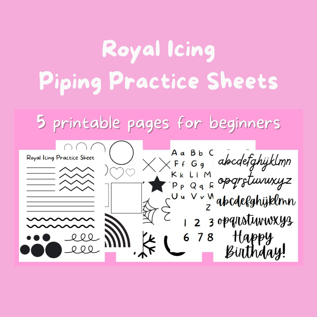 Royal Icing Practice Sheet, Printable Piping Practice Sheet, Digital Guide For Bakers, Cookie Decorating - Etsy Canada within Template Free Printable Icing Practice Sheets