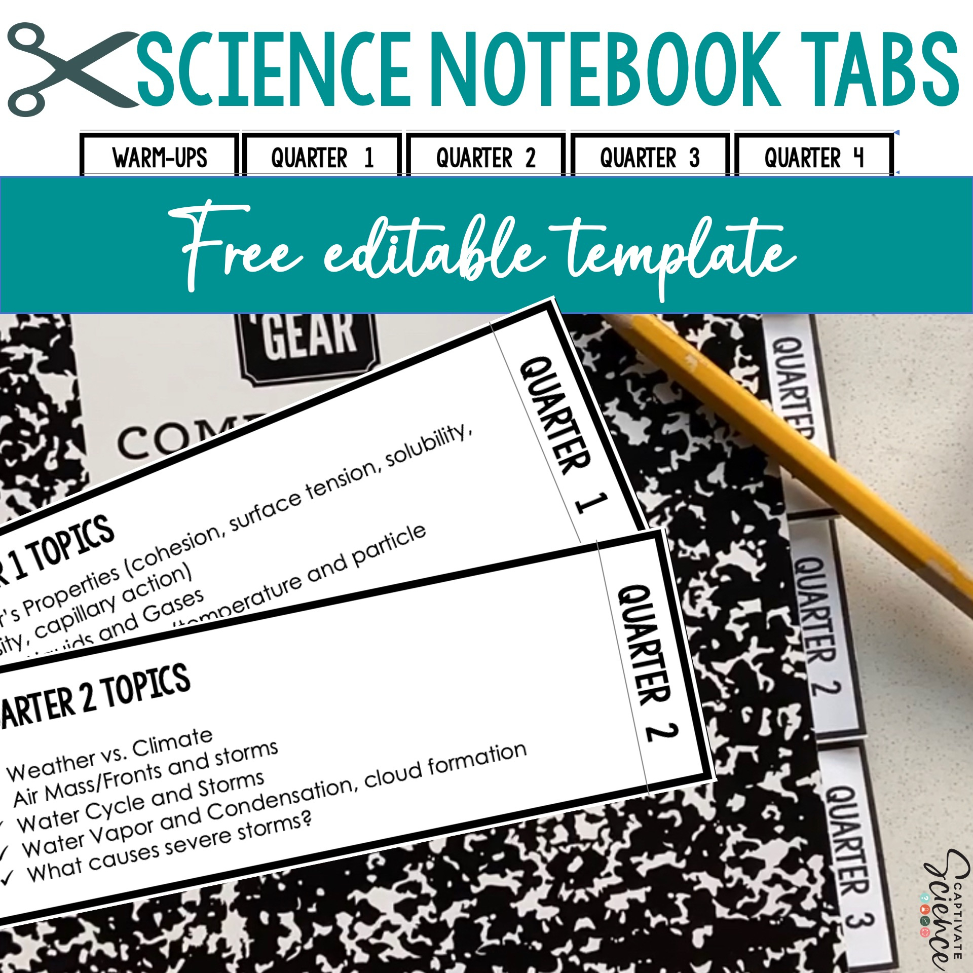 Science Notebook Tabs - Captivate Science within Free Interactive Science Notebook Templates