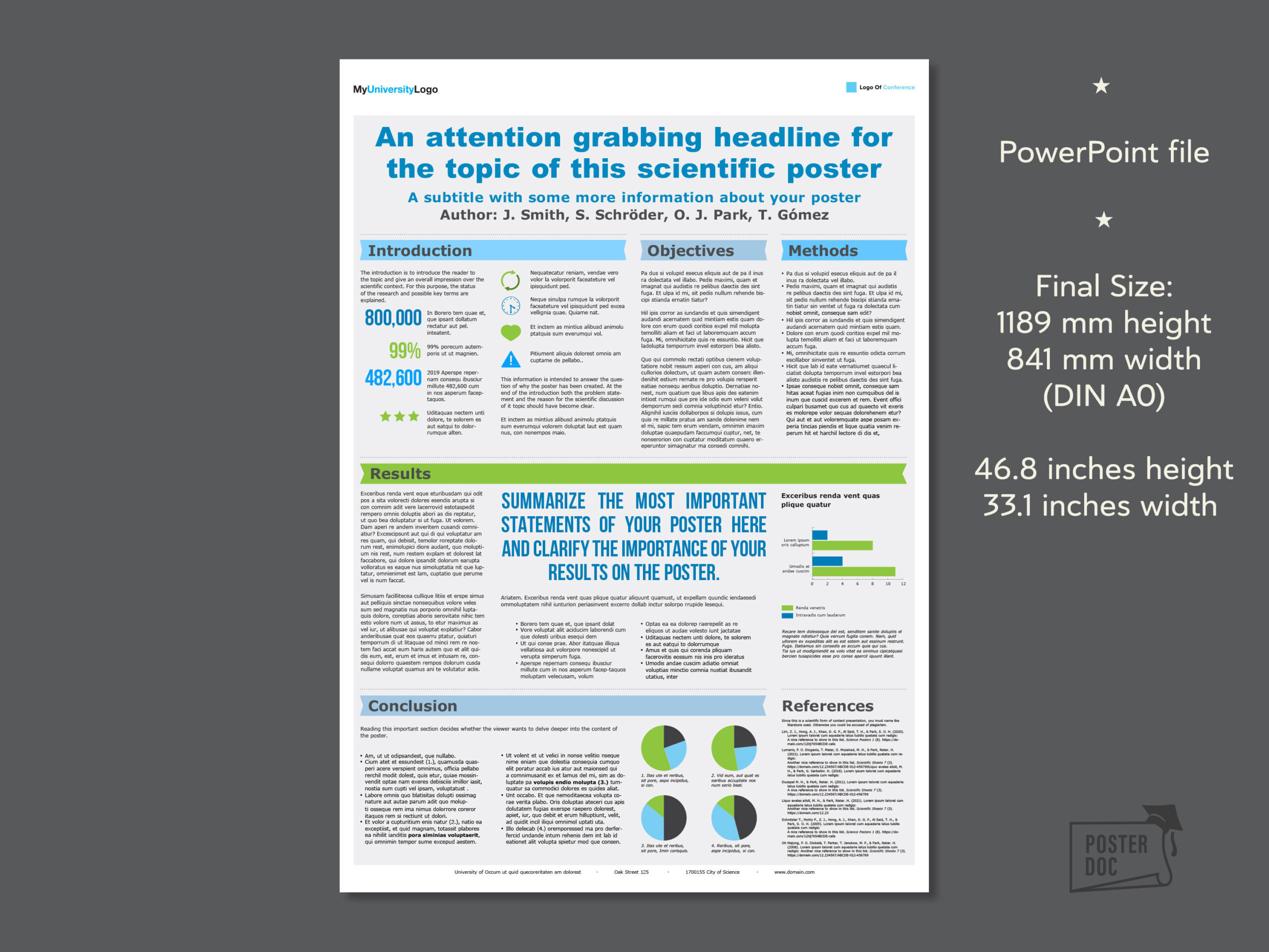Scientific Poster Powerpoint Template - Din A0 Portrait Format - Etsy in A0 Portrait Poster Template Free Download