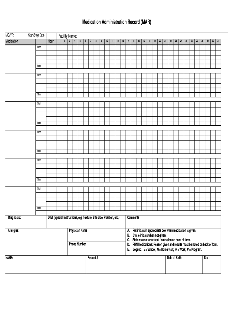 Sdrc Medication Administration Record Mar Form - Fill Online throughout Free Mar Template