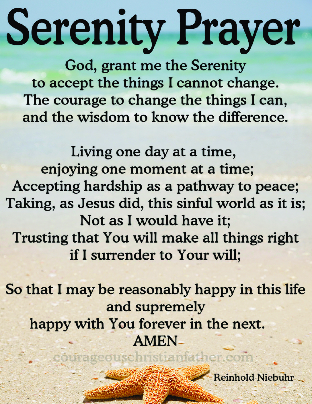 Serenity Prayer - Courageous Christian Father throughout Free Serenity Prayer Printable