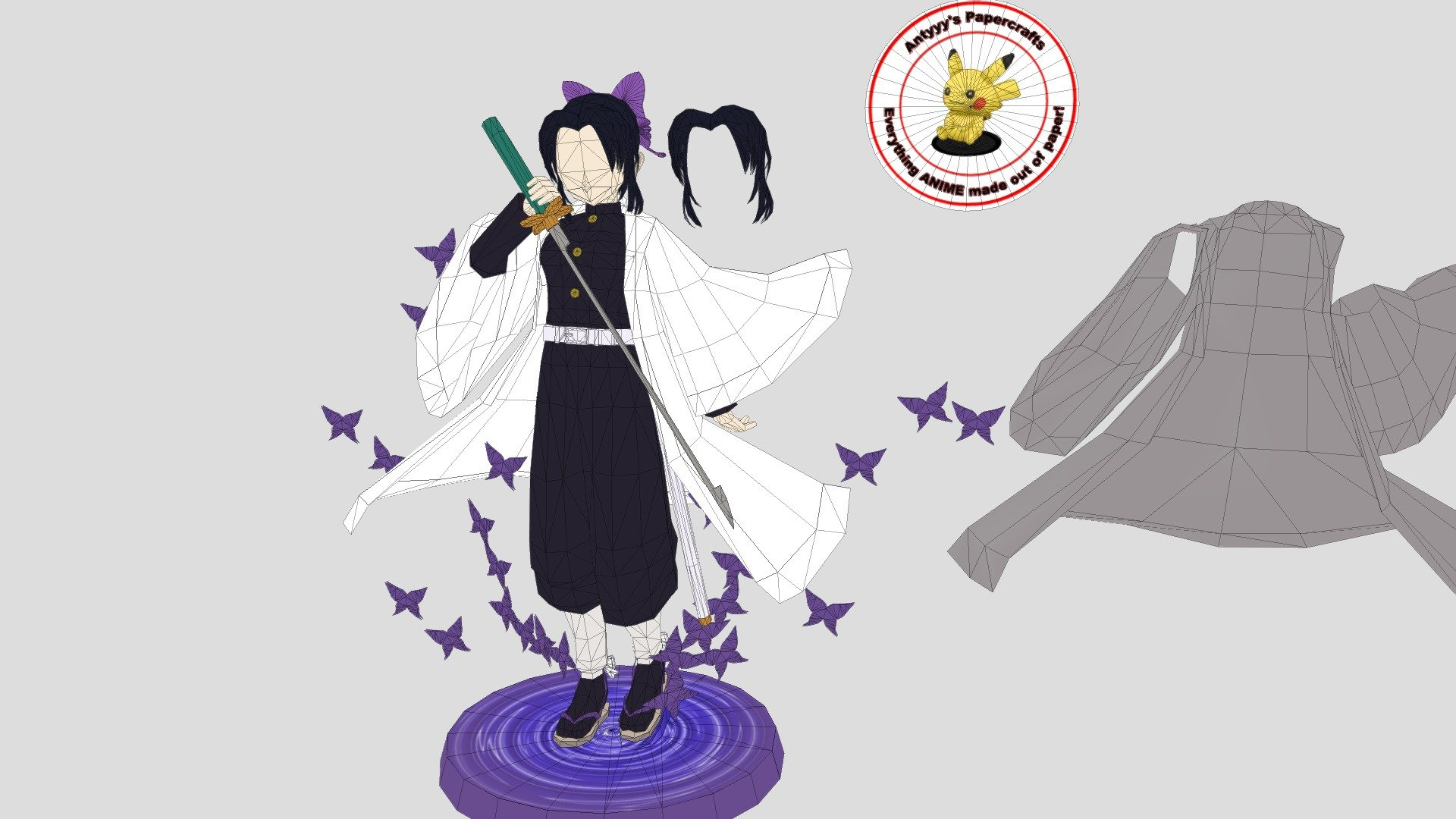 Shinobu (Kimetsu No Yaiba) Free Papercraft - 3D Modelantyyy pertaining to Anime Papercraft Templates Free