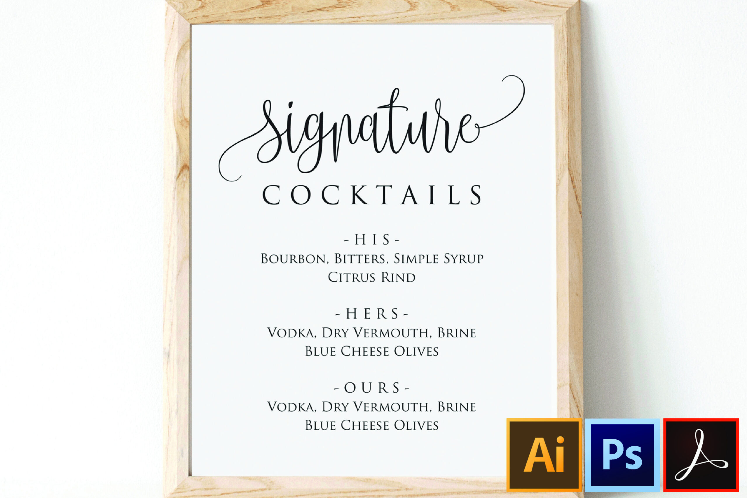 Signature Cocktails Sign Template, Printable Drink Sign within Free Printable Signature Drink Sign