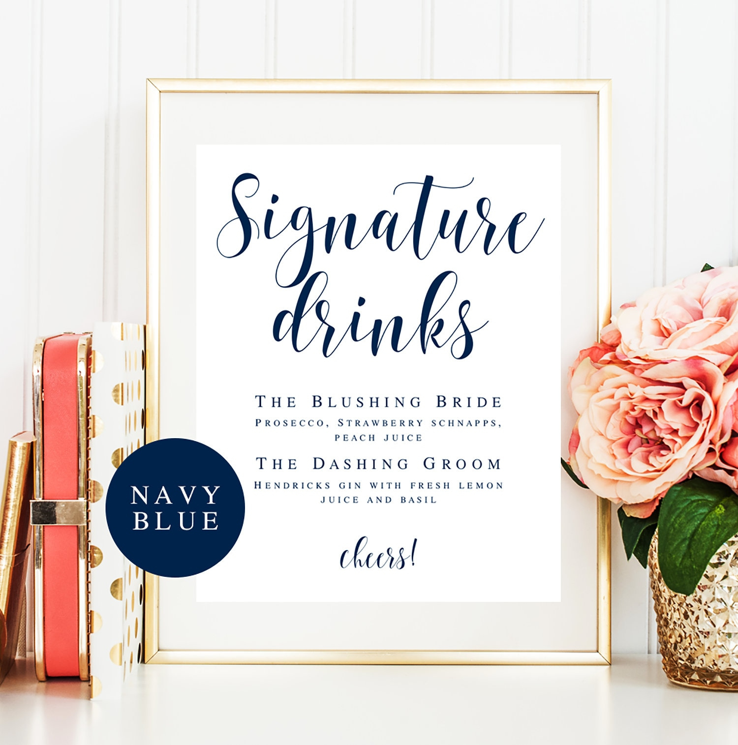 Signature Drink Sign Download Editable Template Navy Wedding with Free Printable Signature Drink Sign