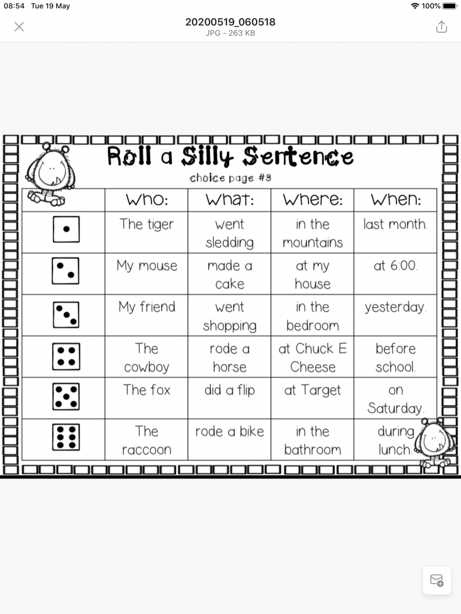 Silly Sentences | - Worksheets Library intended for Free Silly Sentences Printable