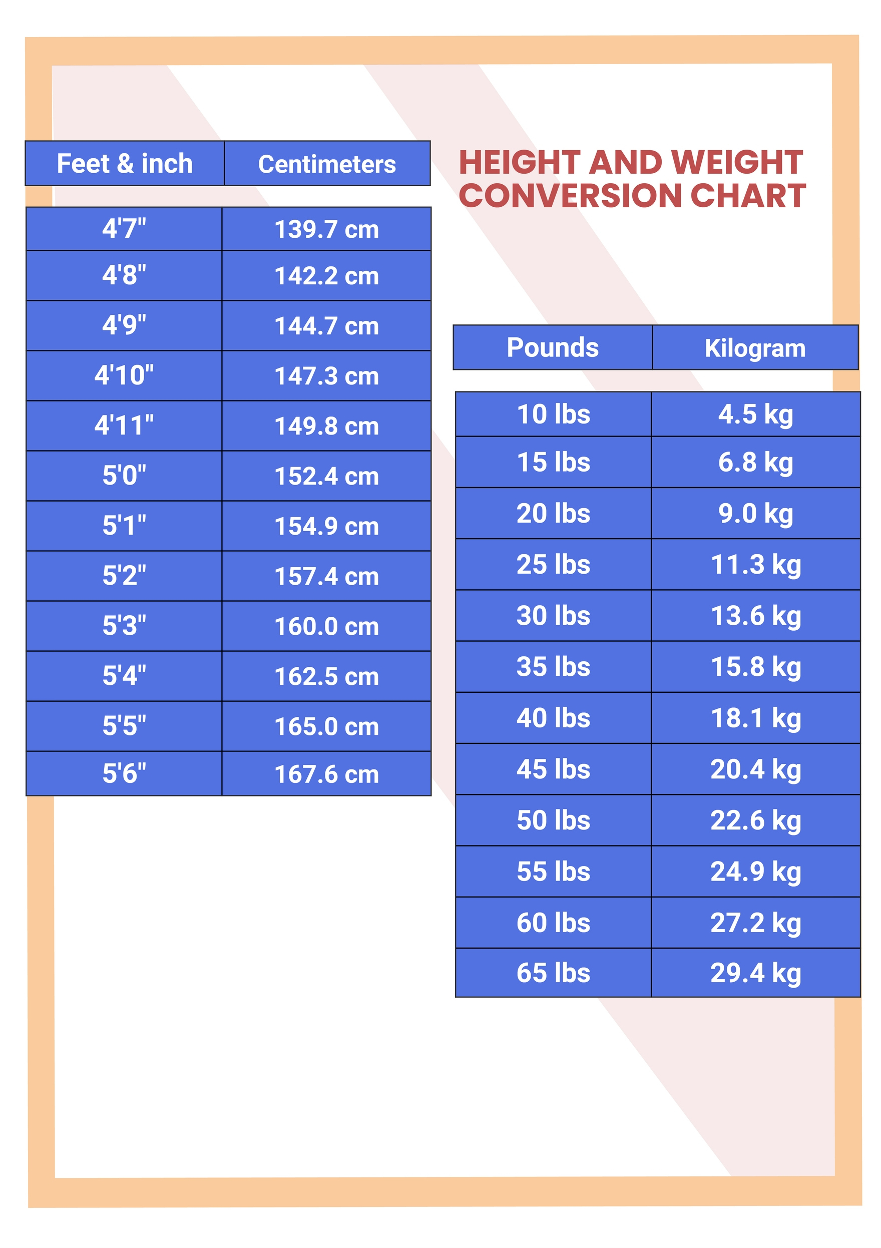 Simple Height And Weight Conversion Chart In Illustrator, Pdf intended for Cm To Inches Conversion Chart For Body Measurements