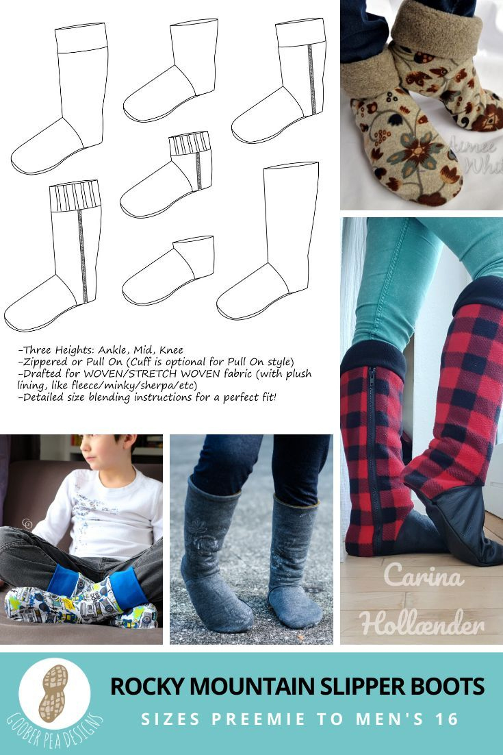 Slipper Boot Sewing Pattern, Baby To Adult for Free Template Slipper Boot Sewing Pattern