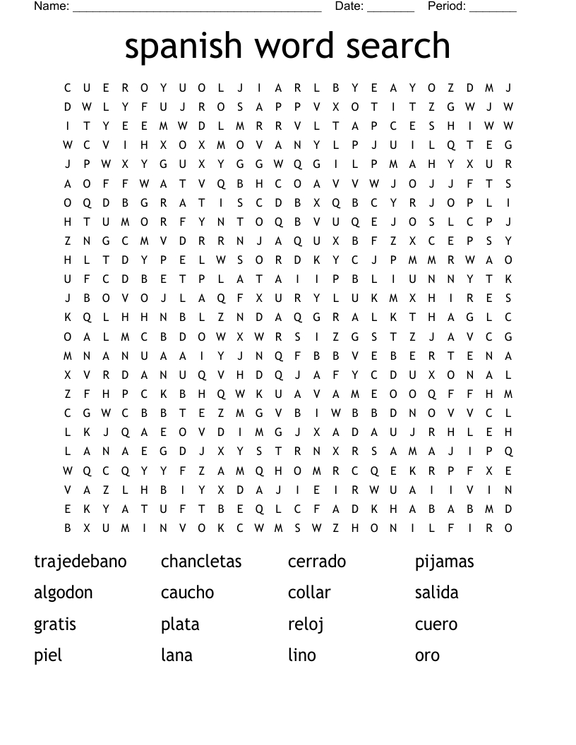 Spanish Crossword - Wordmint within Spanish Puzzles Printable Free