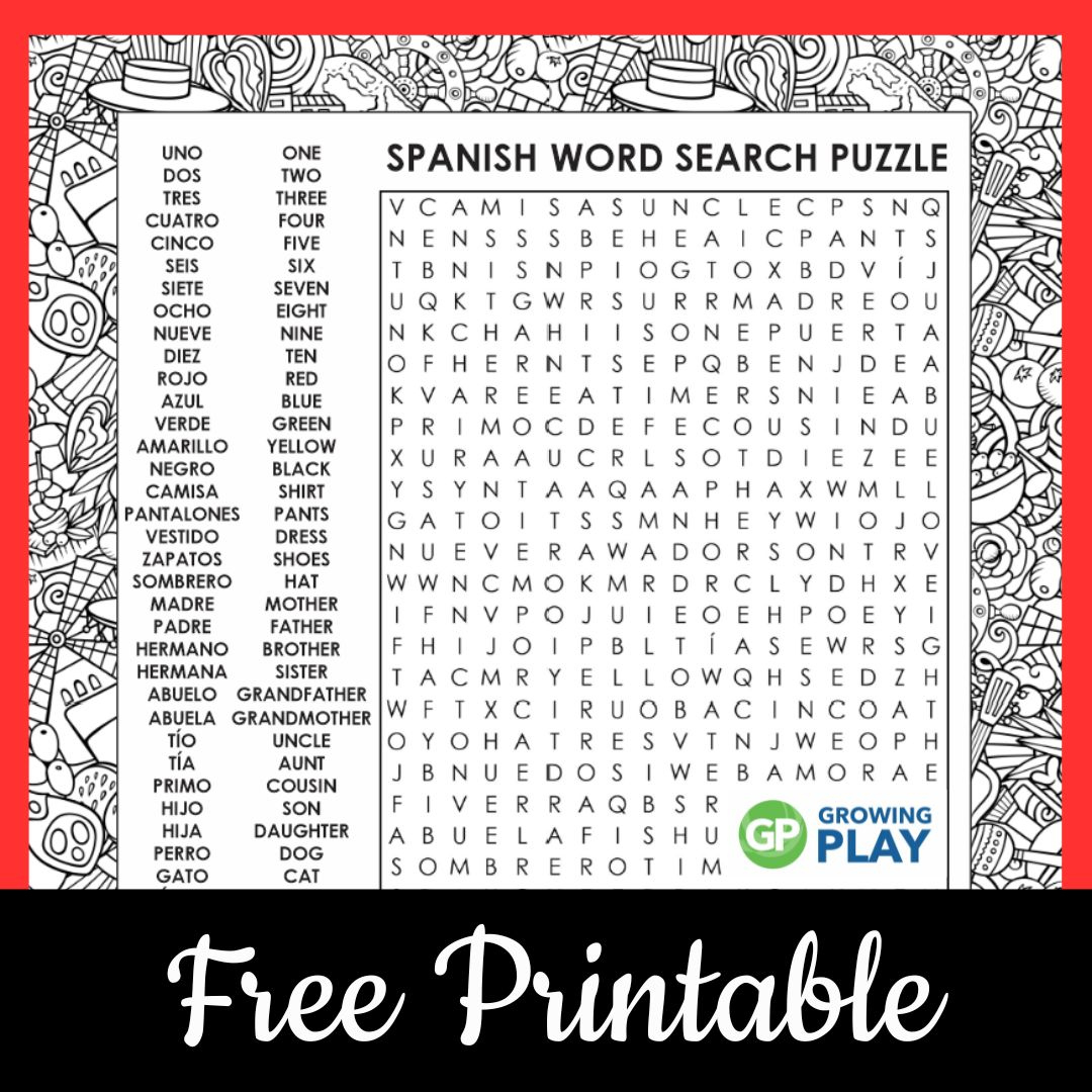 Spanish-Word-Search-Puzzle - Growing Play regarding Spanish Puzzles Printable Free