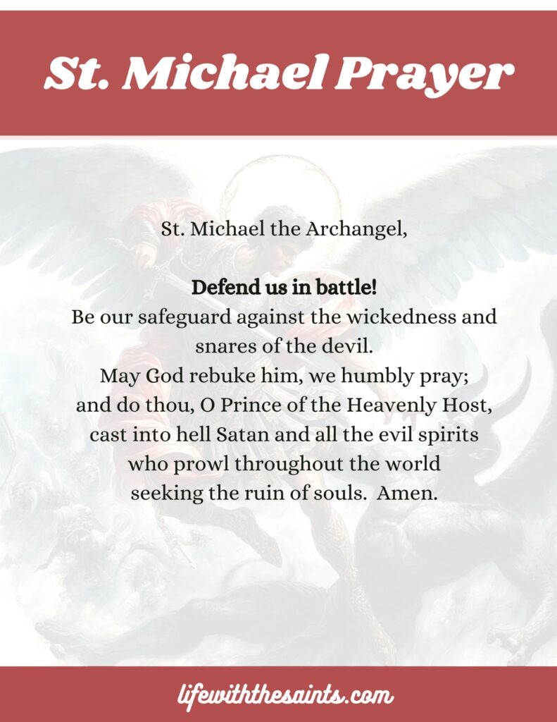 St Michael Prayer Printable (Prayer For Protection Against Evil for Printable Free Printable St Michael Prayer