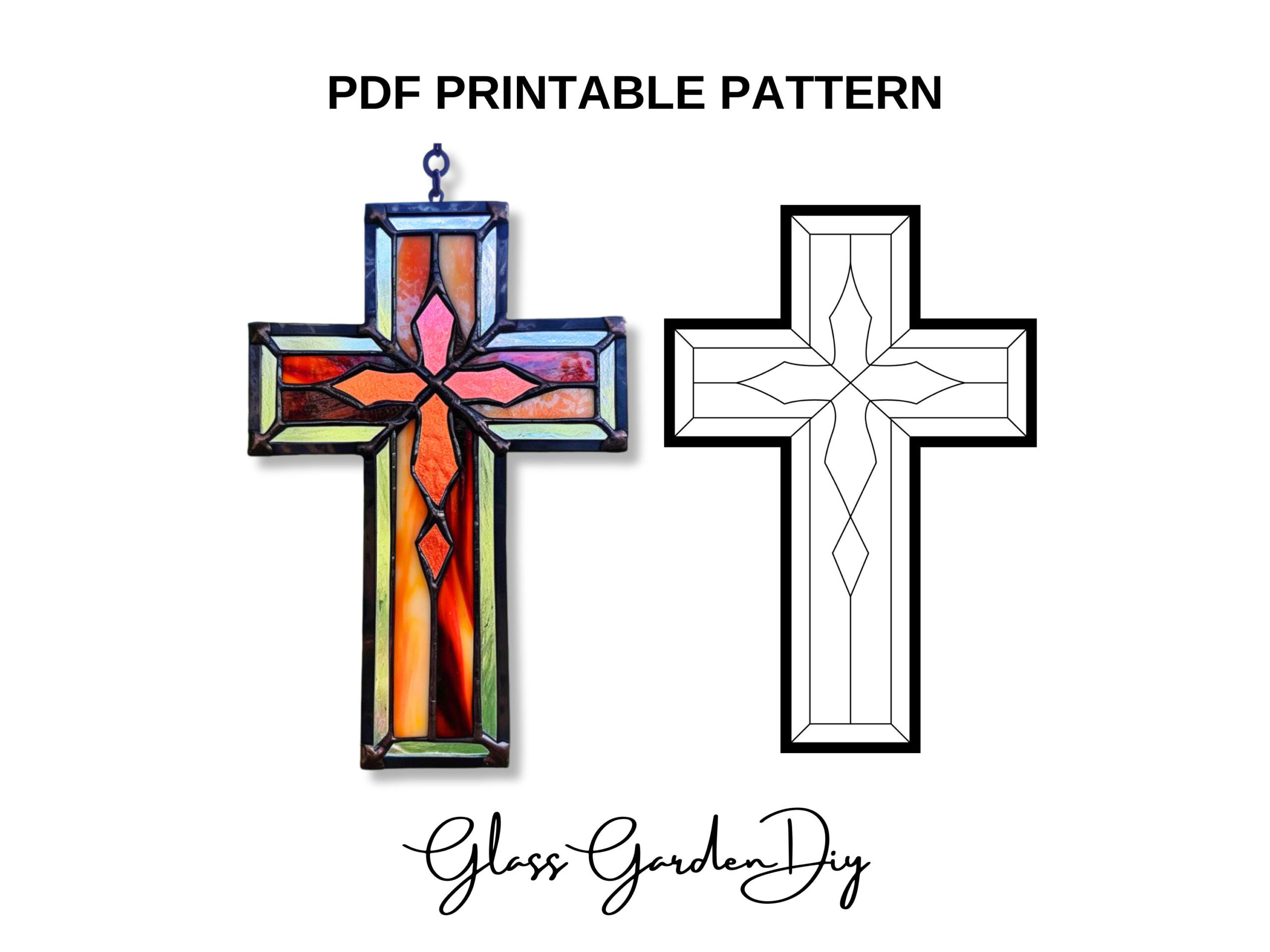 Stained Glass Cross Pattern Pdf | Diy Printable Template regarding Printable Stained Glass Cross Patterns