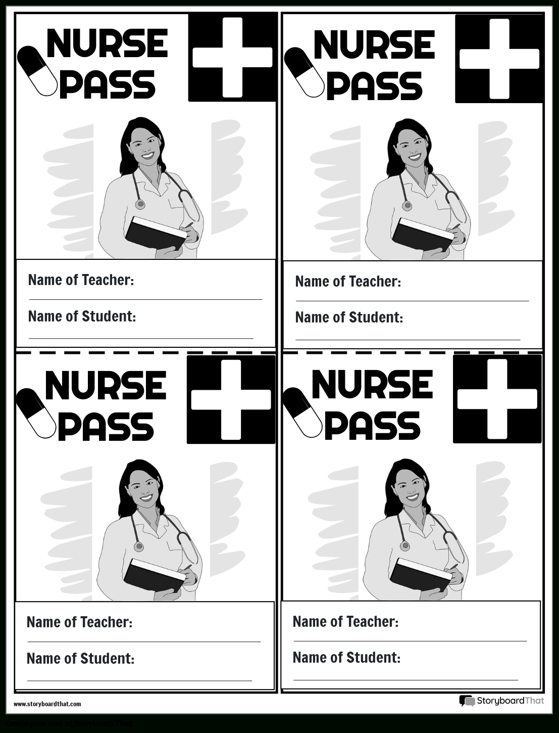 Storyboard That: Free Printable Hall Passes For Classrooms within Nurse Passes Printable Free