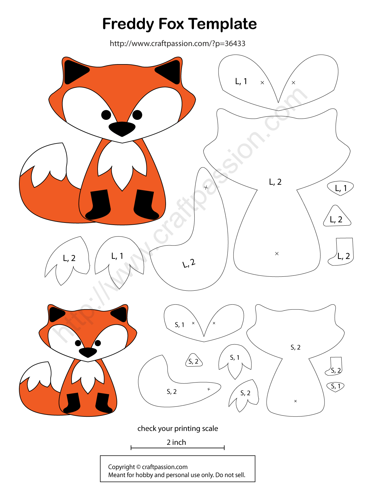Stuffed Fox Sewing Pattern Free 2025 | Www.yummybowl for Free Printable Felt Fox Pattern