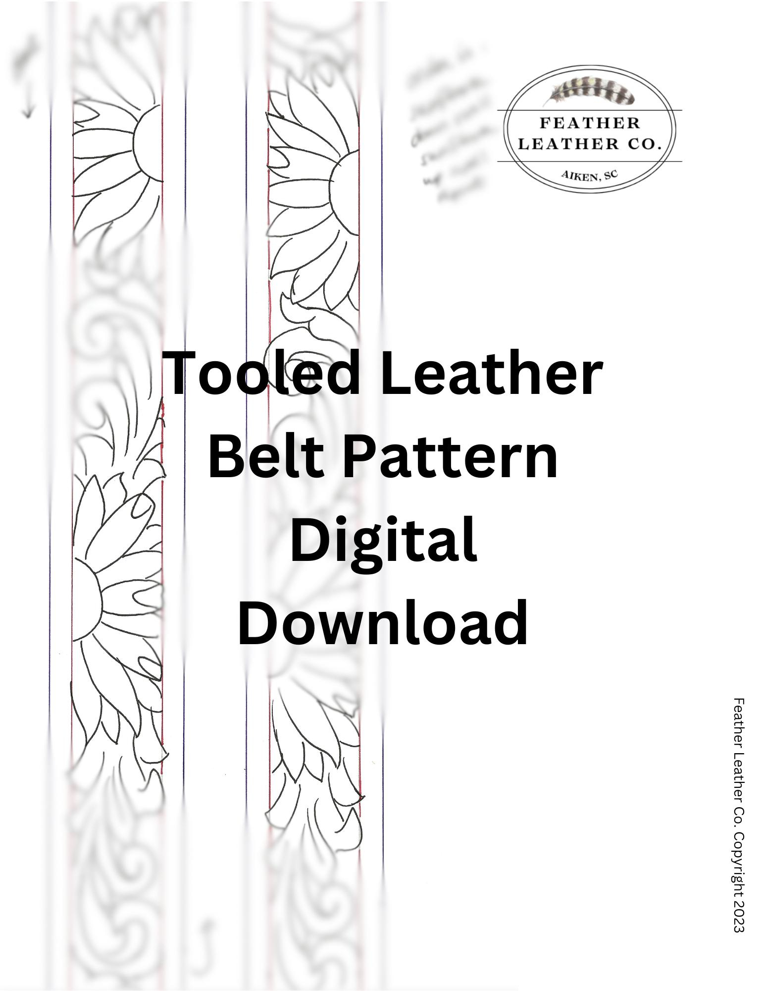 Sunflower And Scroll Belt Pattern- 1.5&amp;quot; With *Free Helpful Tips inside Printable Sunflower Tooling Pattern
