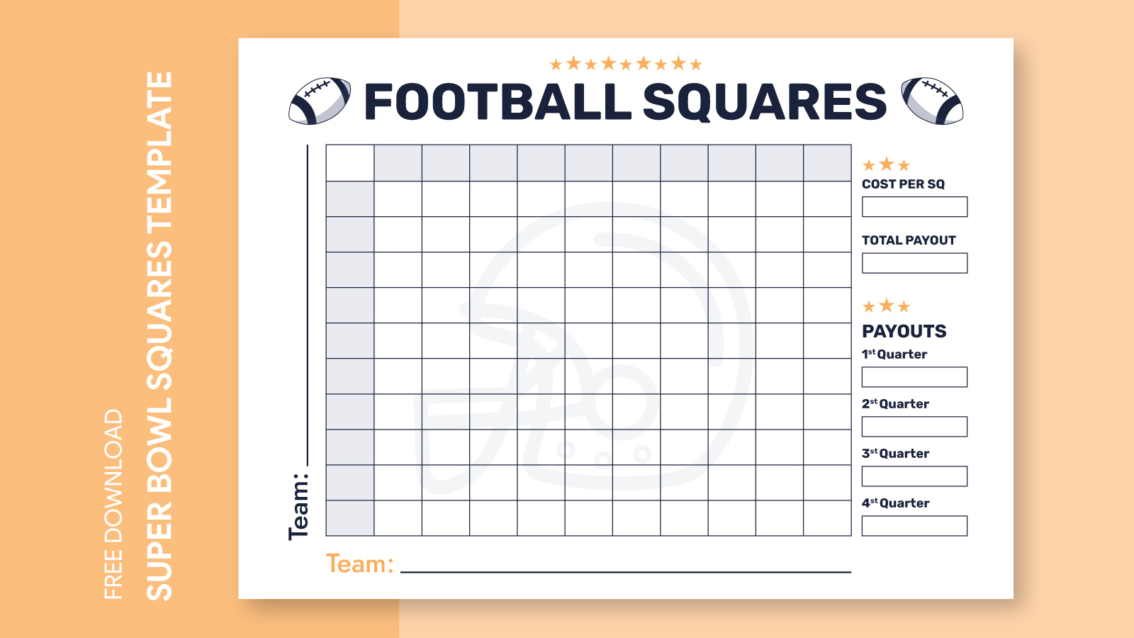 Super Bowl 100 Squares Free Google Docs Template - Gdoc.io throughout Free Printable 100 Square Football Board