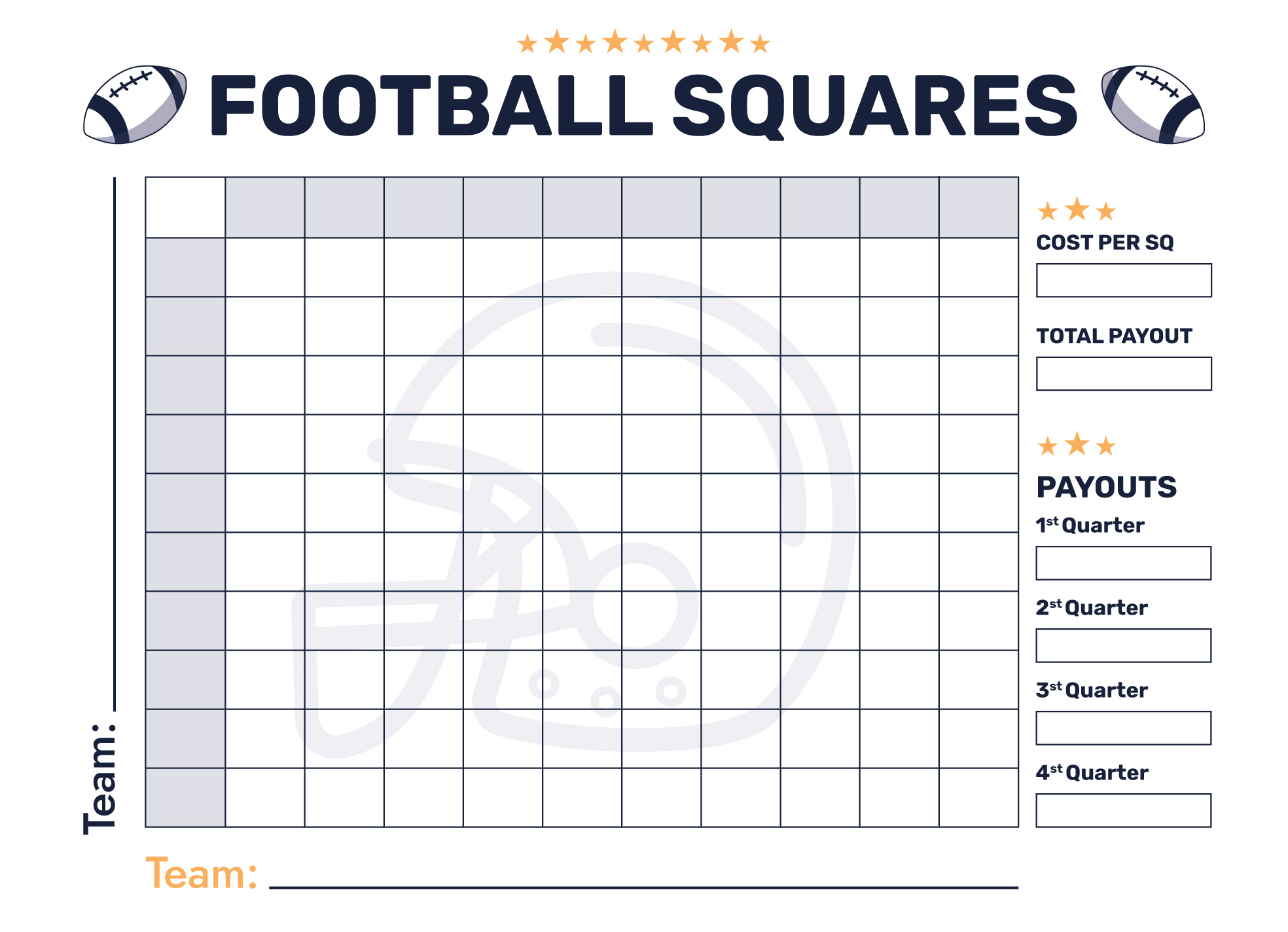 Super Bowl 100 Squares Free Google Docs Template - Gdoc.io with Free Printable 100 Square Football Board