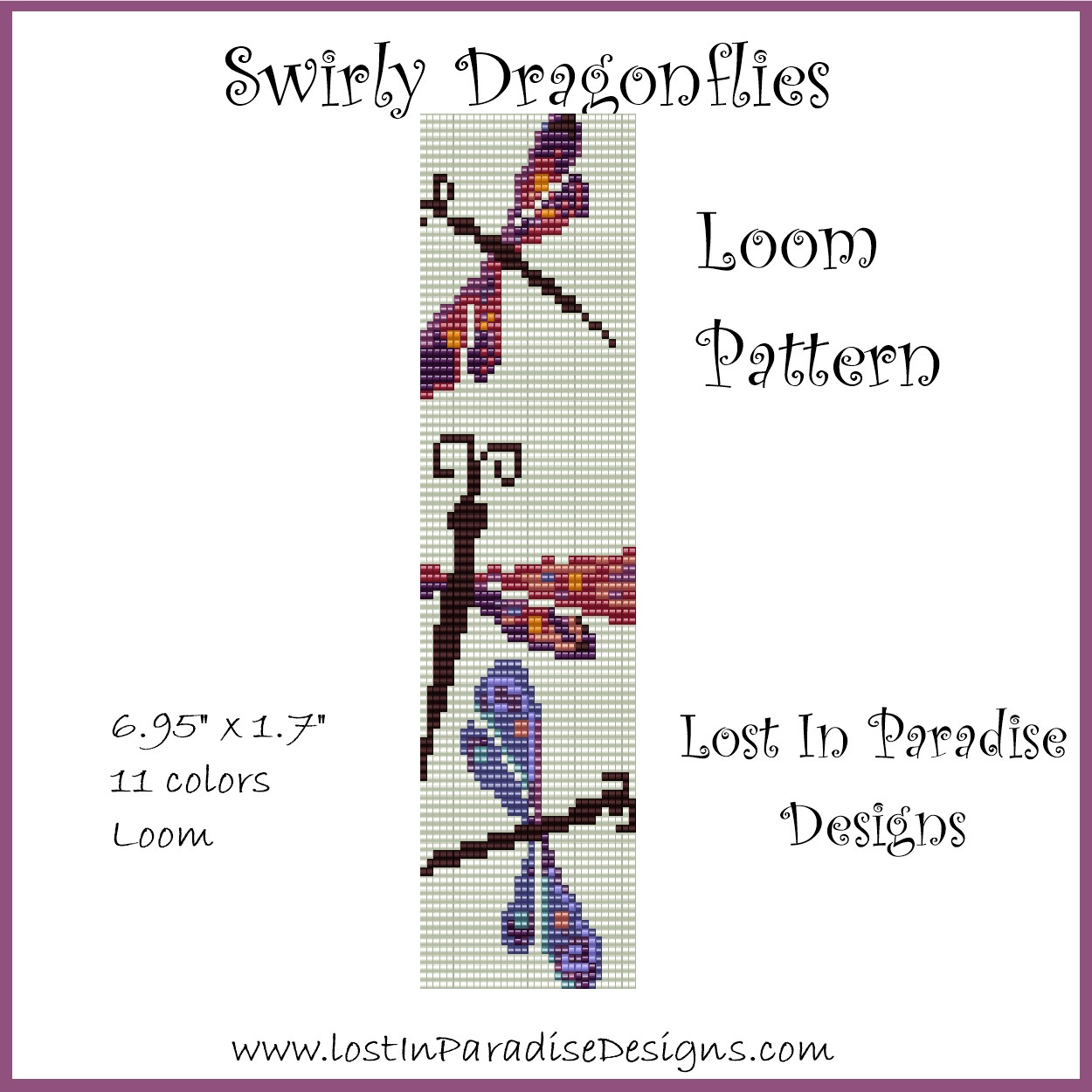 Swirly Dragonflies Loom Pattern in Free Dragonfly Loom Pattern Printable