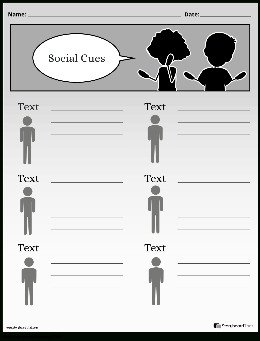 Teach Social Cues: Free Worksheets From Storyboard That for Free Printable Social Skills Activities