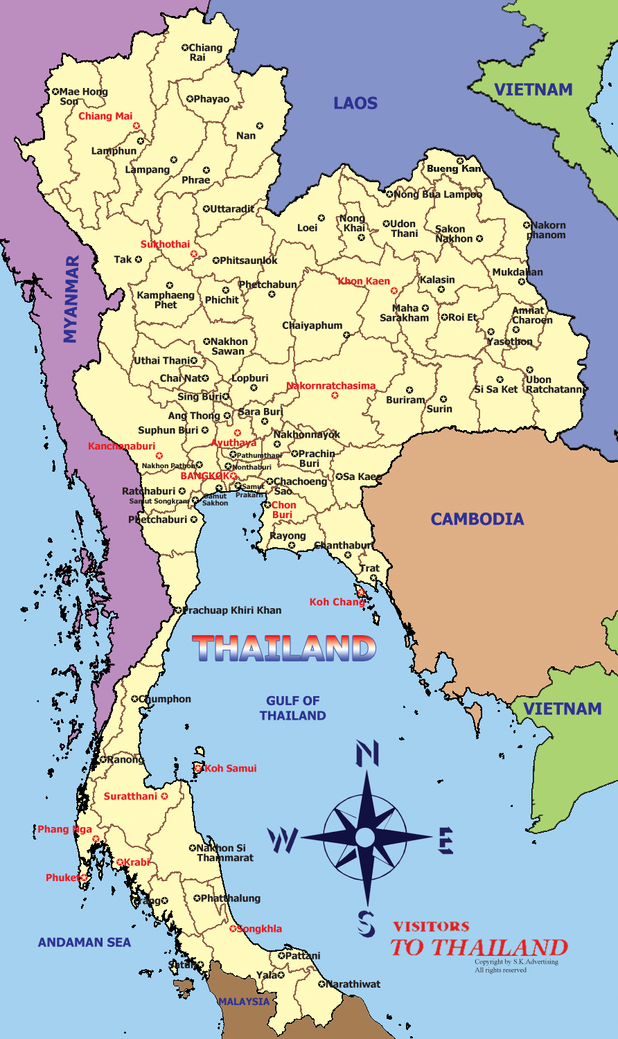 Thai Map in Free Printable Map Of Thailand