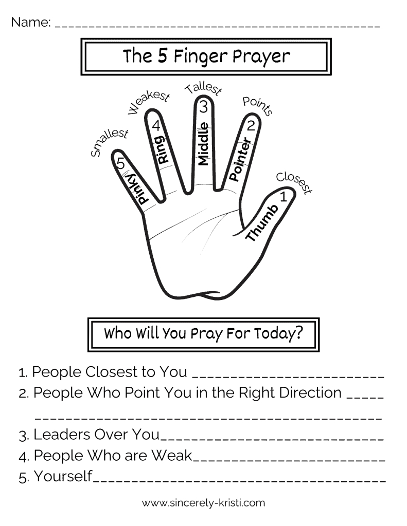 The Five Finger Prayer Method | Free Printables Included in Free Printable Five Finger Prayer