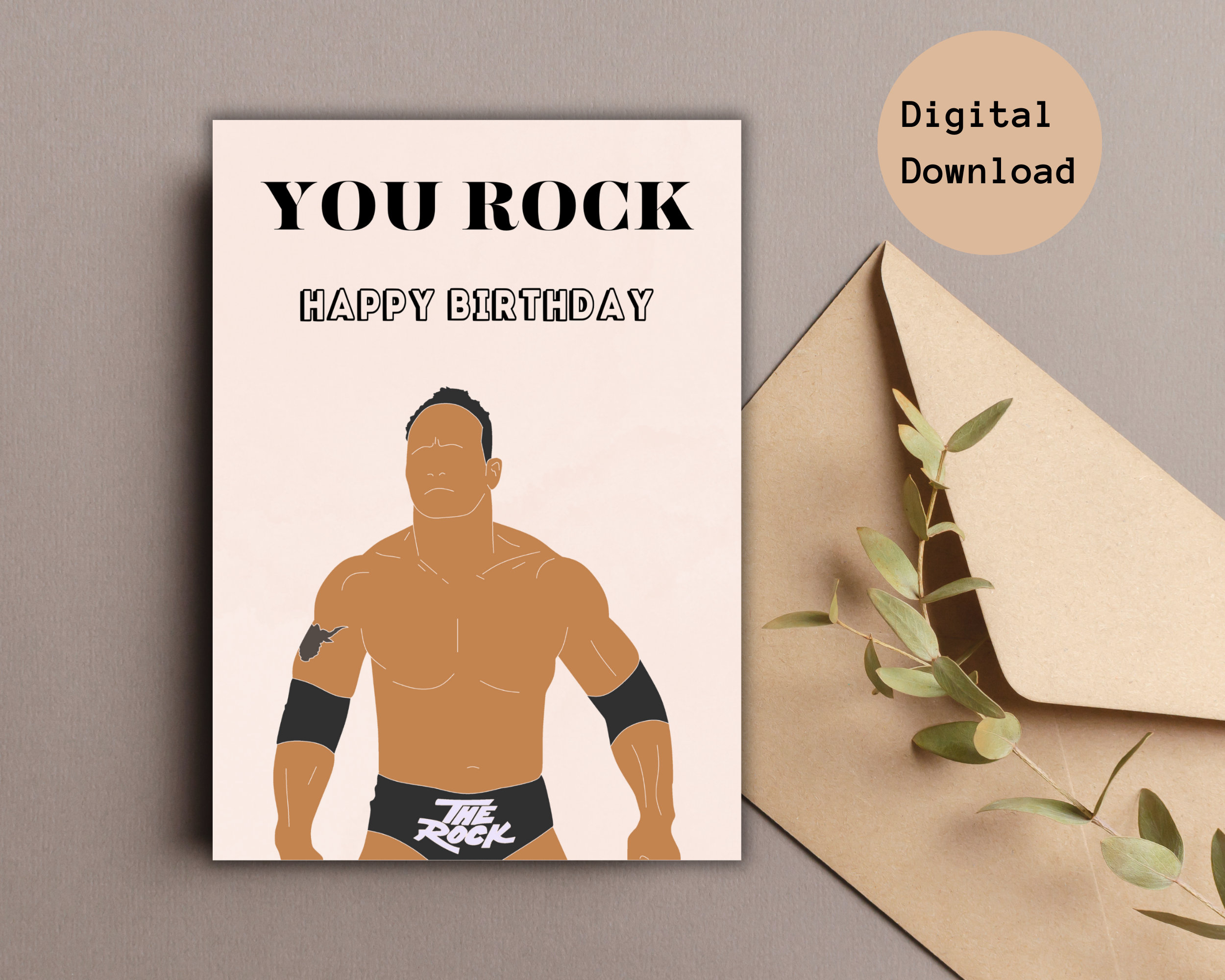 The Rock Dwyane Johnson Printable Birthday Card | Instant Download | Greeting Card for Wrestling Birthday Cards Printable Free