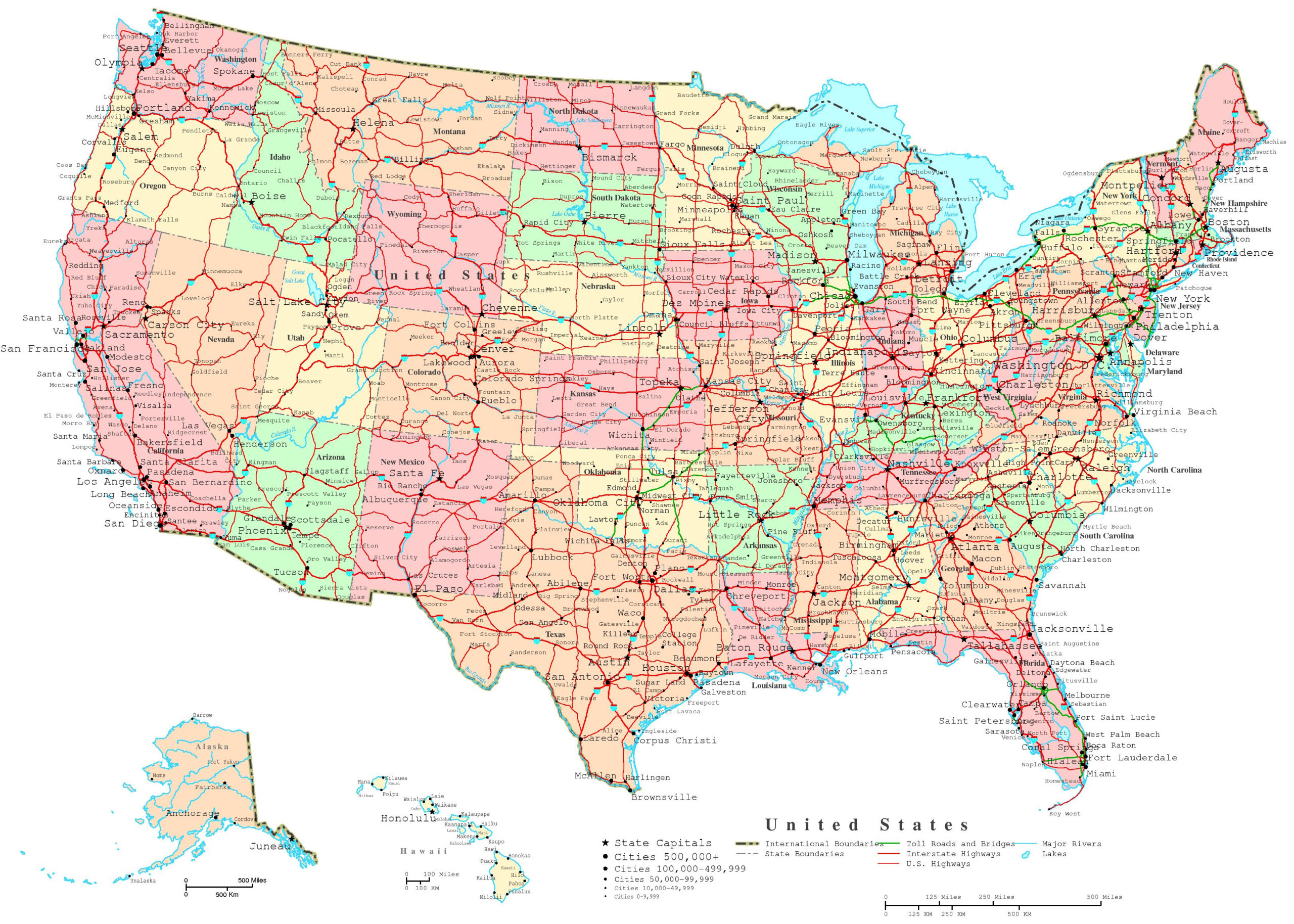 United States Printable Map pertaining to Free Printable Road Maps