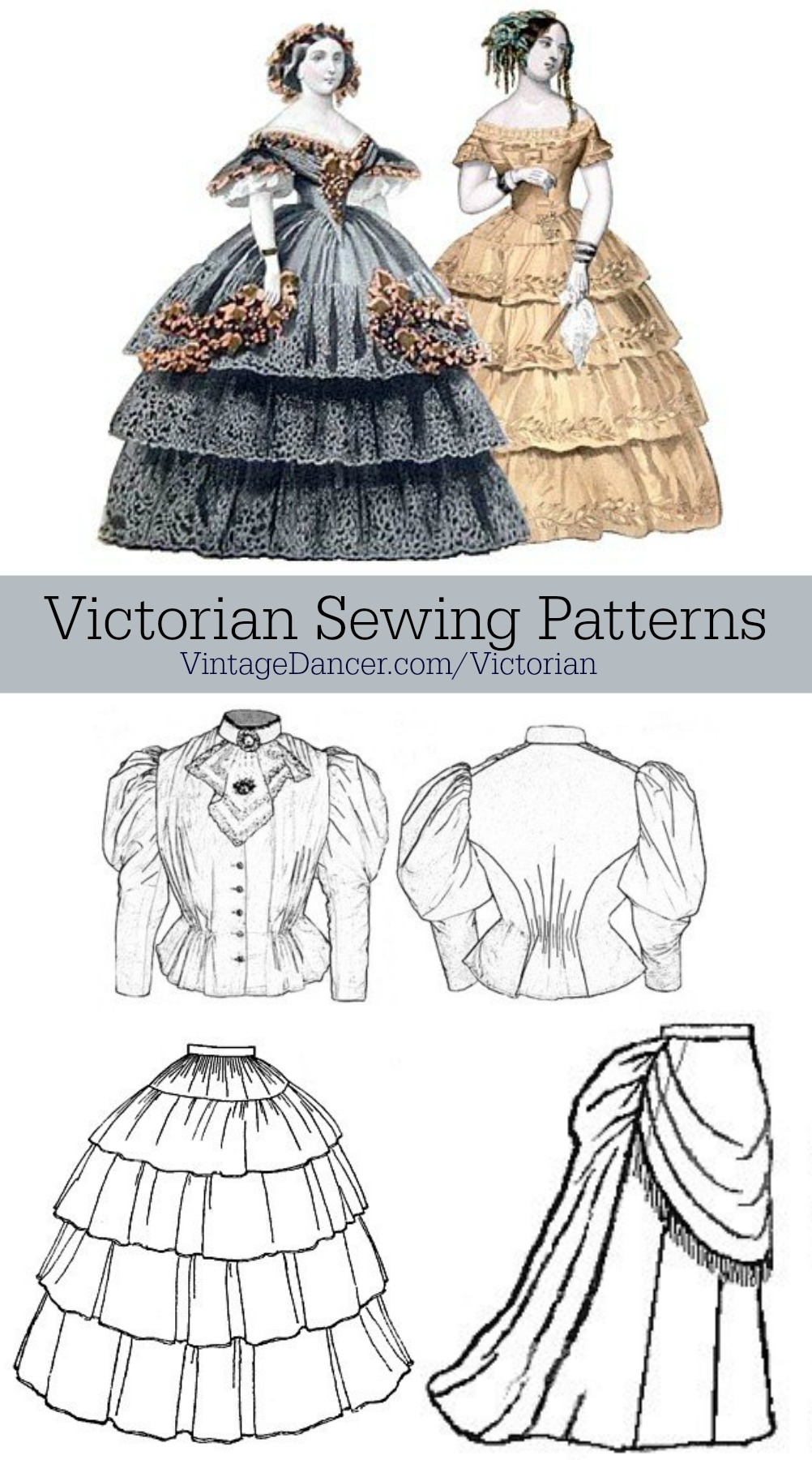 Victorian Sewing Patterns- Dress, Blouse, Hat, Coat, Lingerie throughout 1860s Ball Gown Bodice Pattern Printable Free