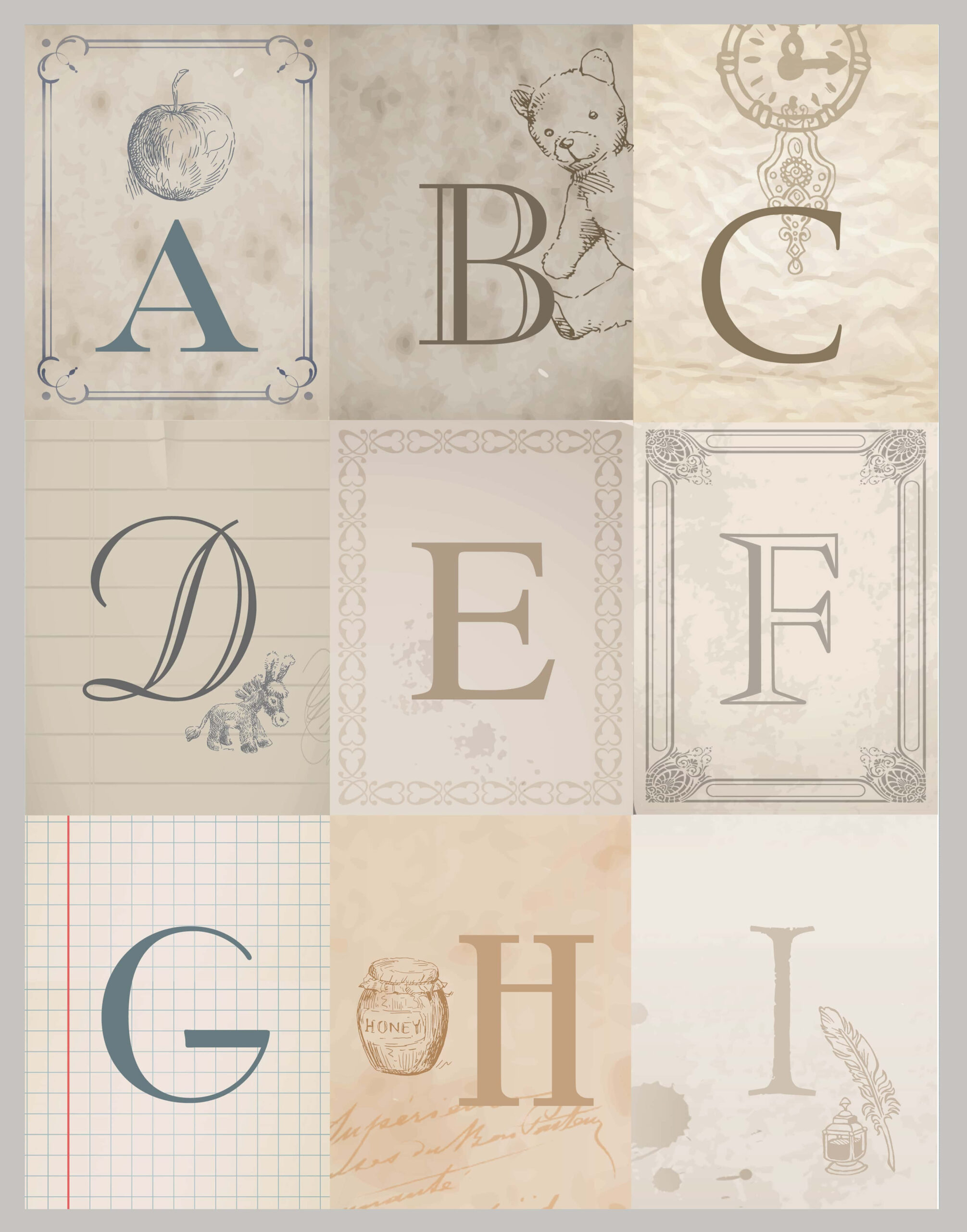 Vintage Alphabet Printables - Beautiful And Fun Printables For Free for Free Printable Vintage Letters