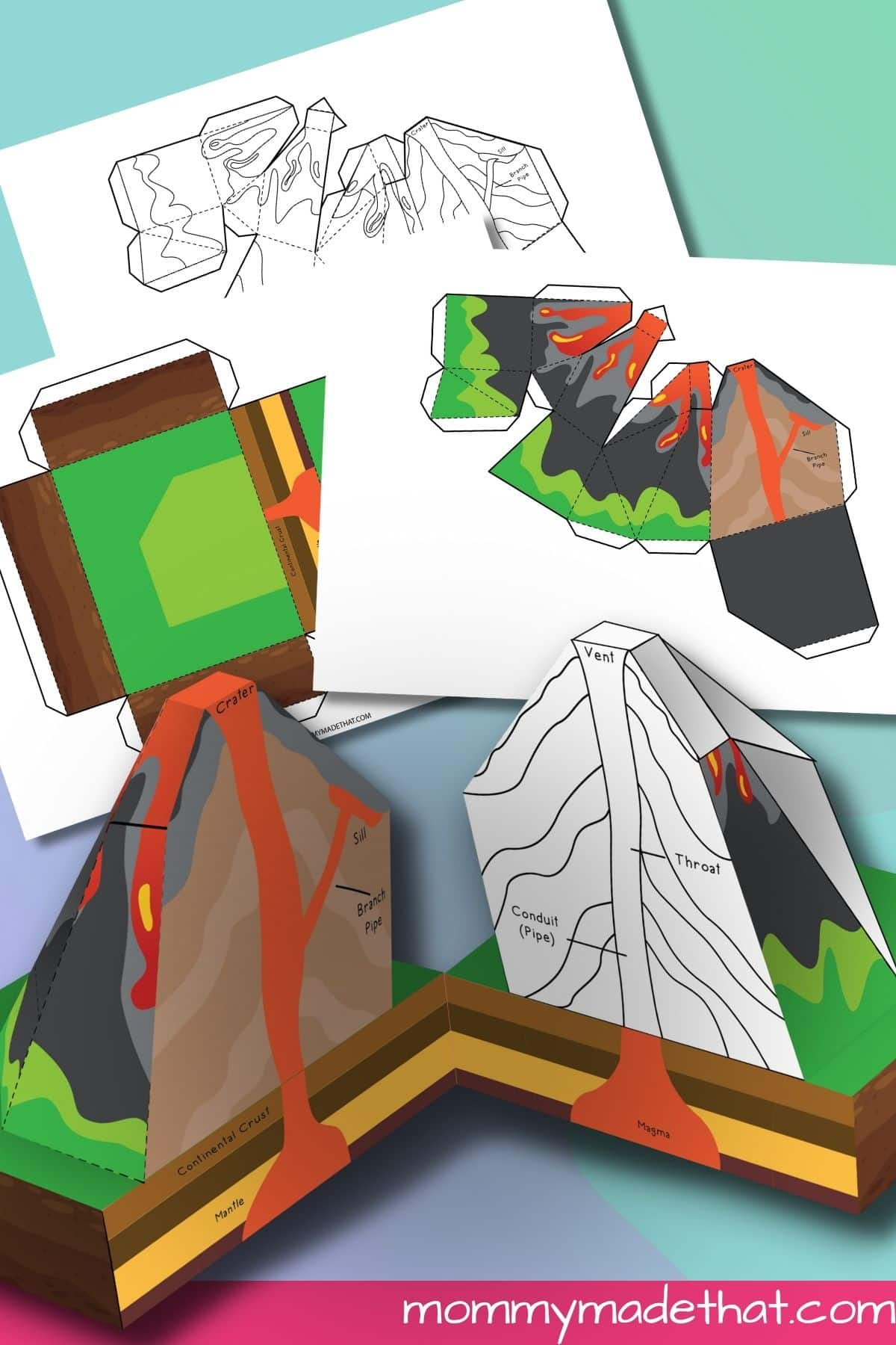 Volcano Diorama Printable Worksheet with regard to Free Diorama Printables