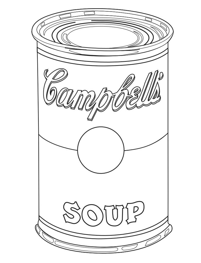 Warhol Soup Coloring Page: Free Printable Sheets For Kids for Andy Warhol Free Printables