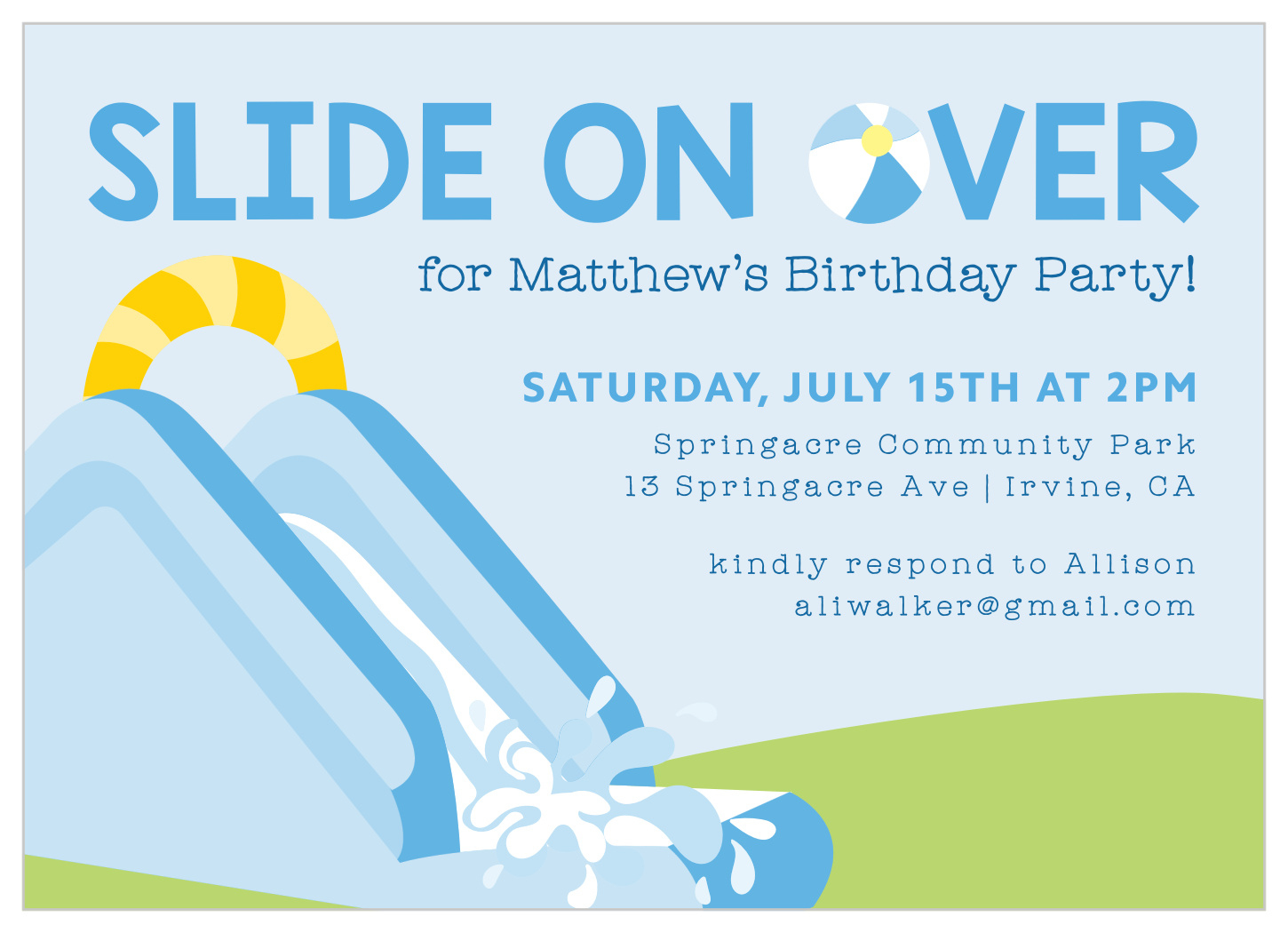 Water Slide Fun Children&amp;#039;S Birthday Invitationsbasic Invite regarding Free Printable Water Slide Invitations