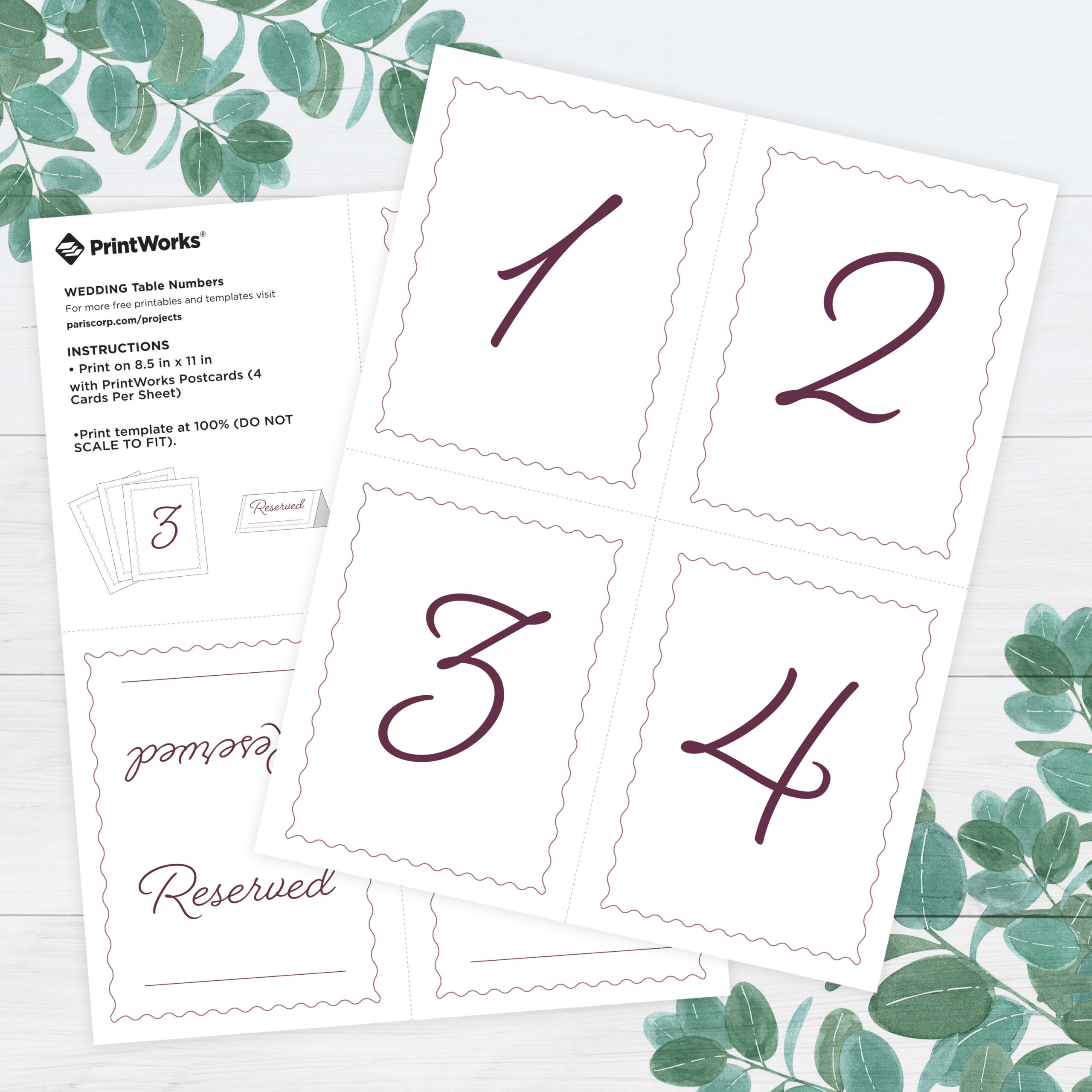 Wedding Table Number - Free Printable From Printworks inside Downloadable Free Printable Table Numbers Template