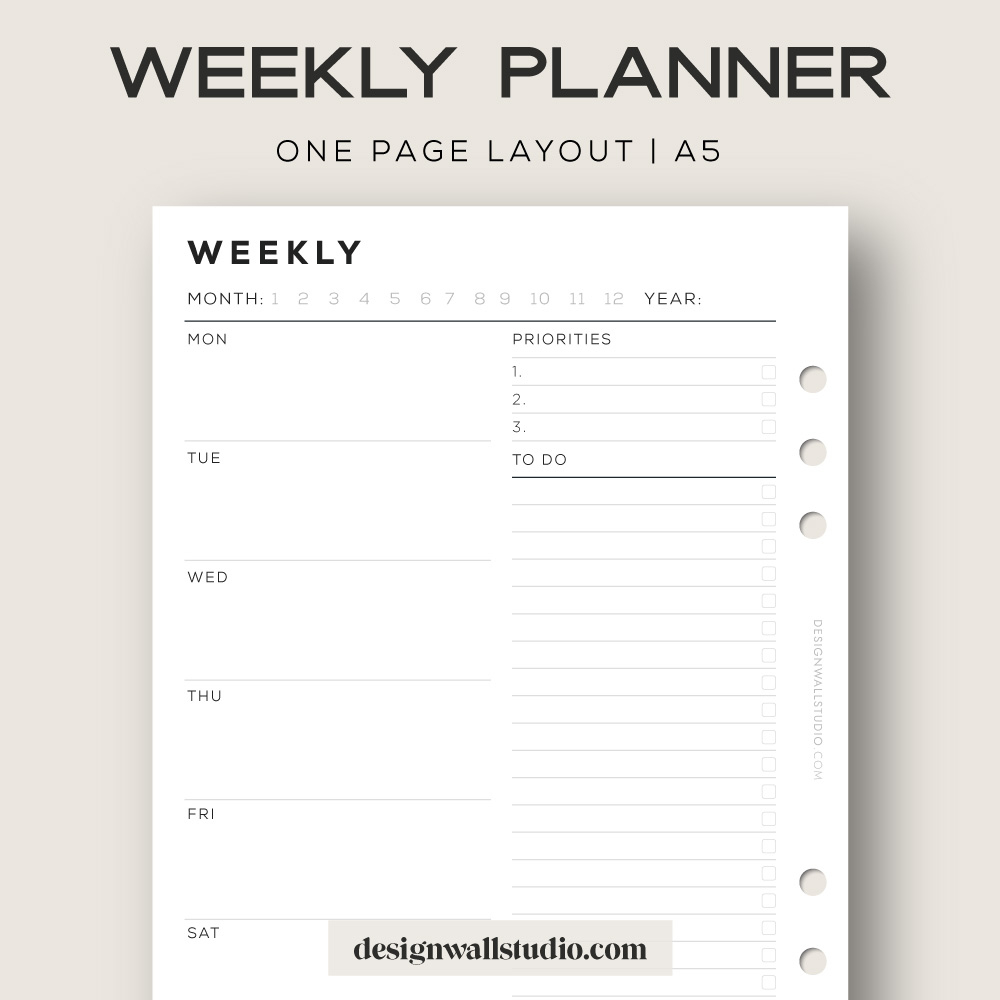 Weekly Planner - Printable Insert (A5) – Free Download | One Page Layout pertaining to Free A5 Printables