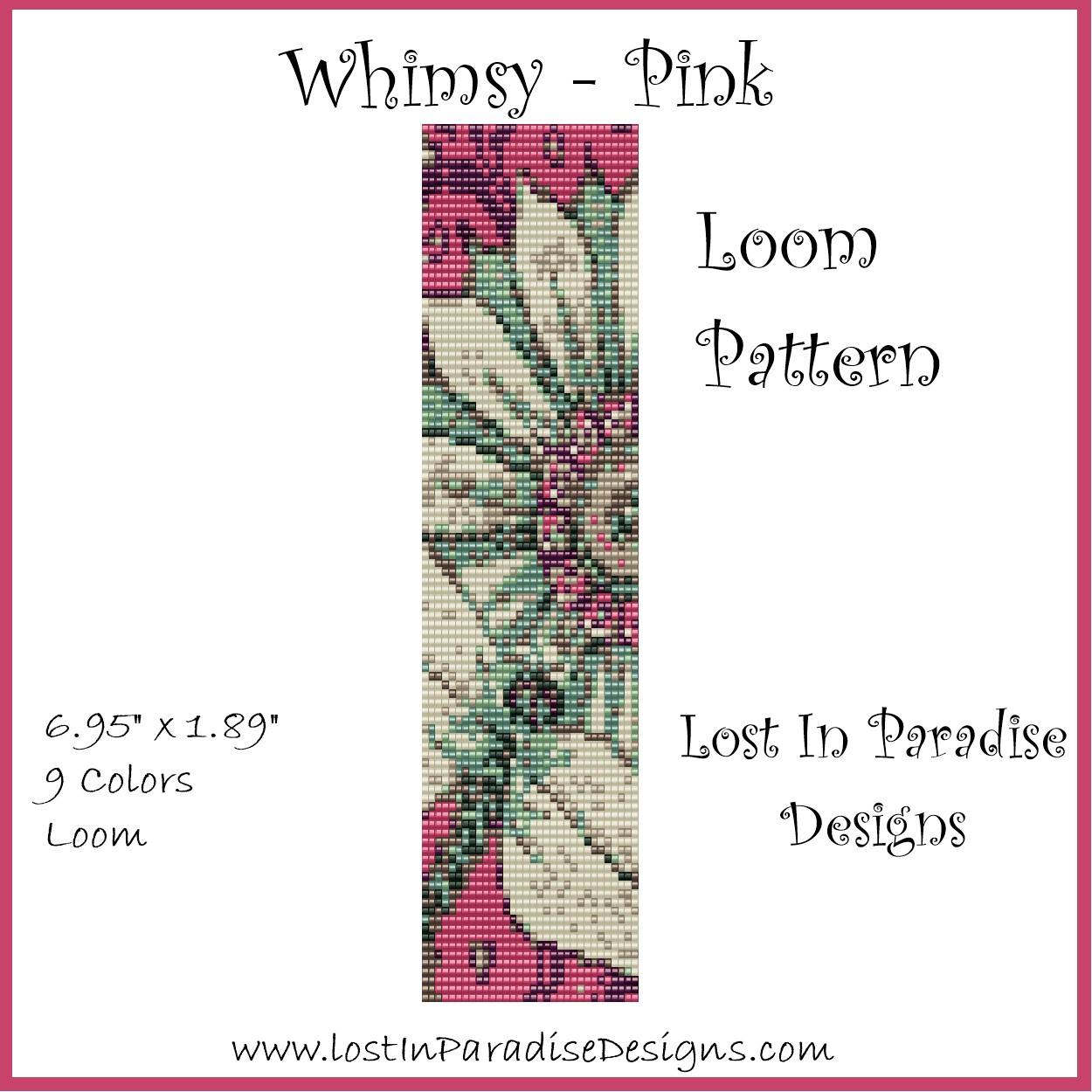 Whimsy Pink Loom Pattern in Free Dragonfly Loom Pattern Printable