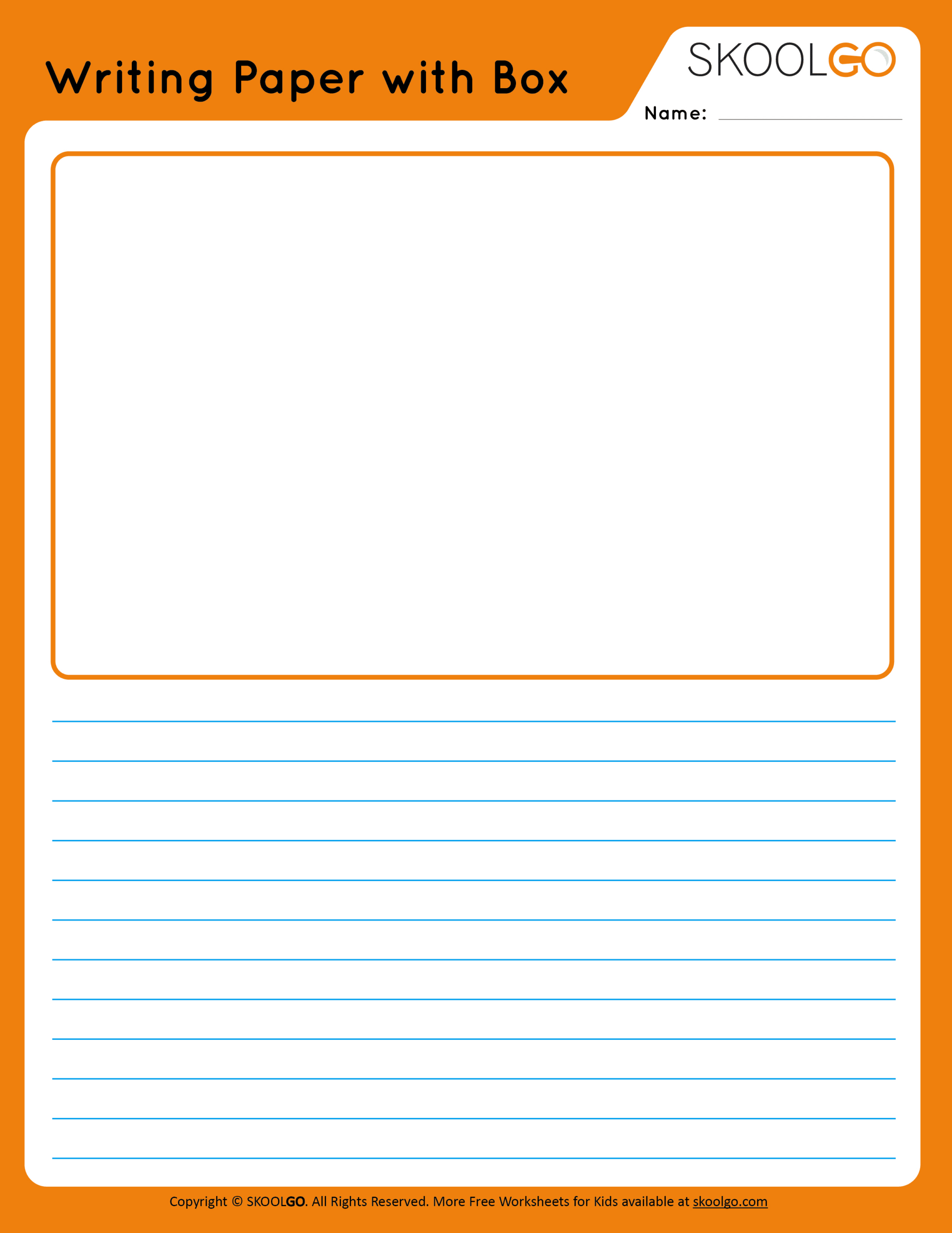 Writing Paper With Picture Box - Free Worksheet For Kids regarding Free Printable Lined Paper with Picture Box