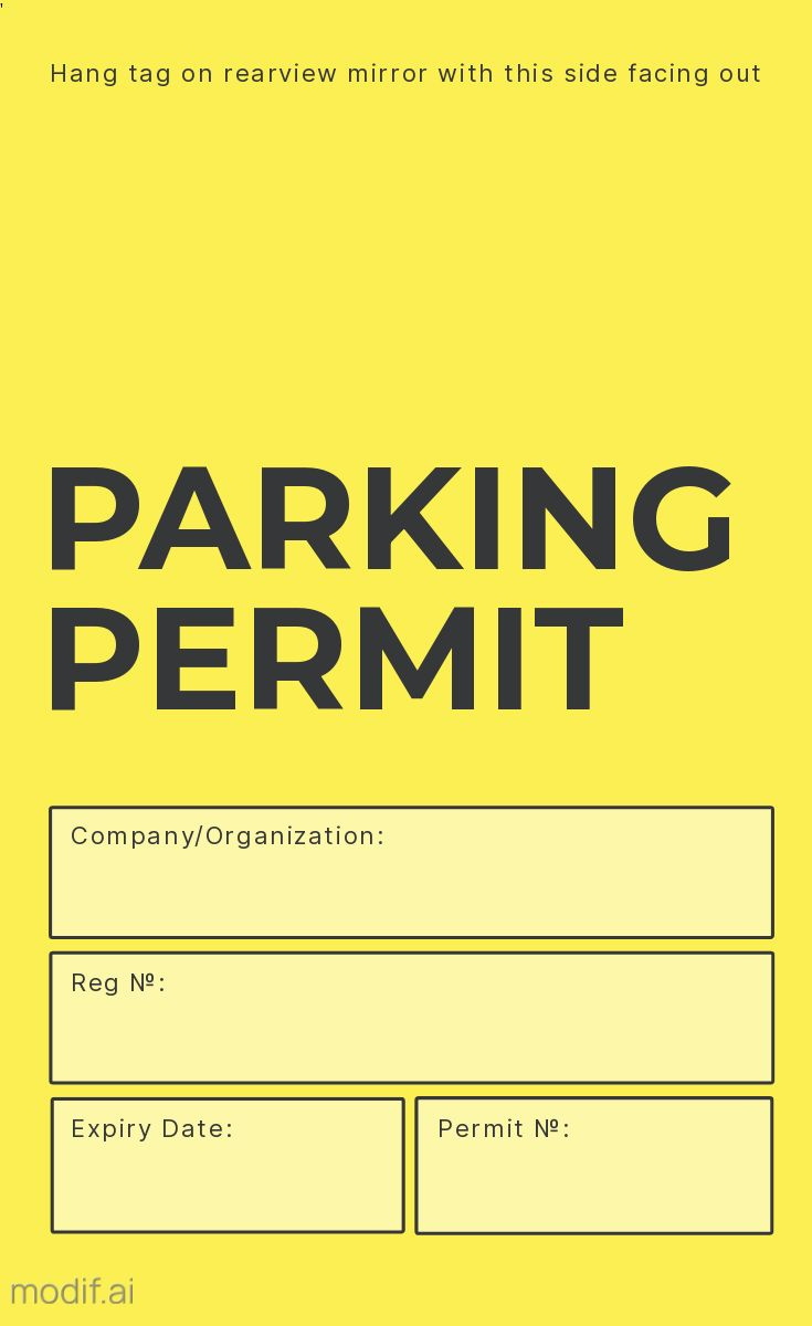 Yellow Parking Permit Design Template - Mediamodifier pertaining to Parking Pass Template Free